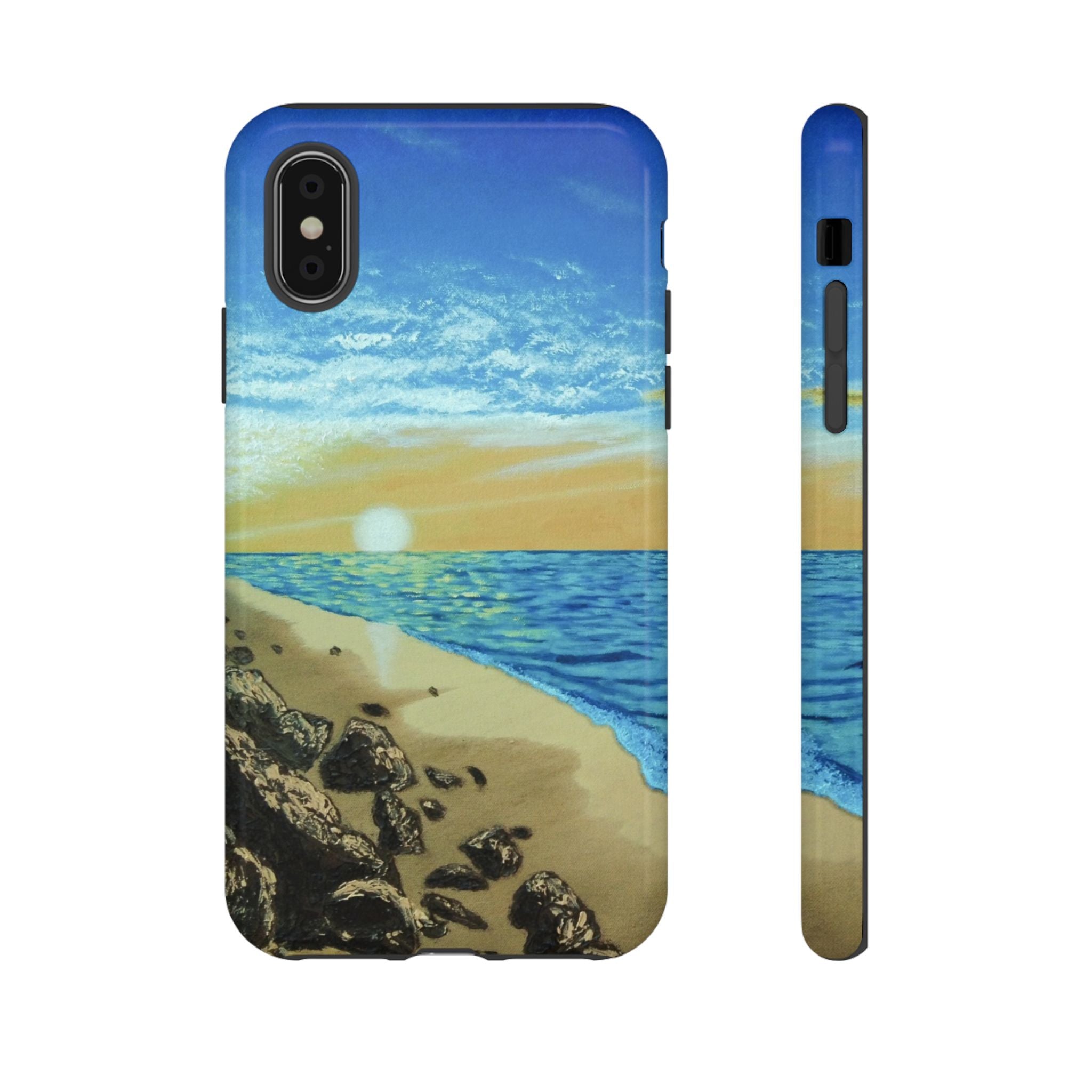 Beach Sunset Phone Case — Protective Tough Case with Coastal Shoreline Design