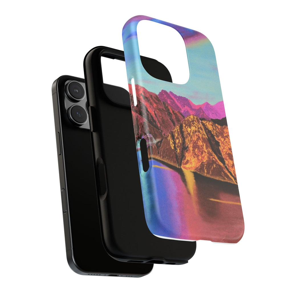 Protective Phone Case — Vibrant Retro Mountain Landscape
