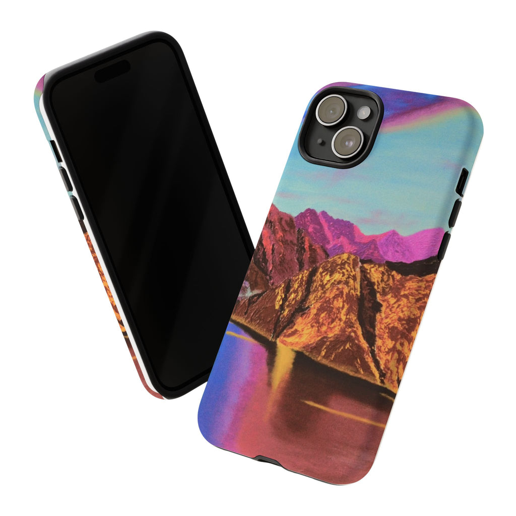 Protective Phone Case — Vibrant Retro Mountain Landscape
