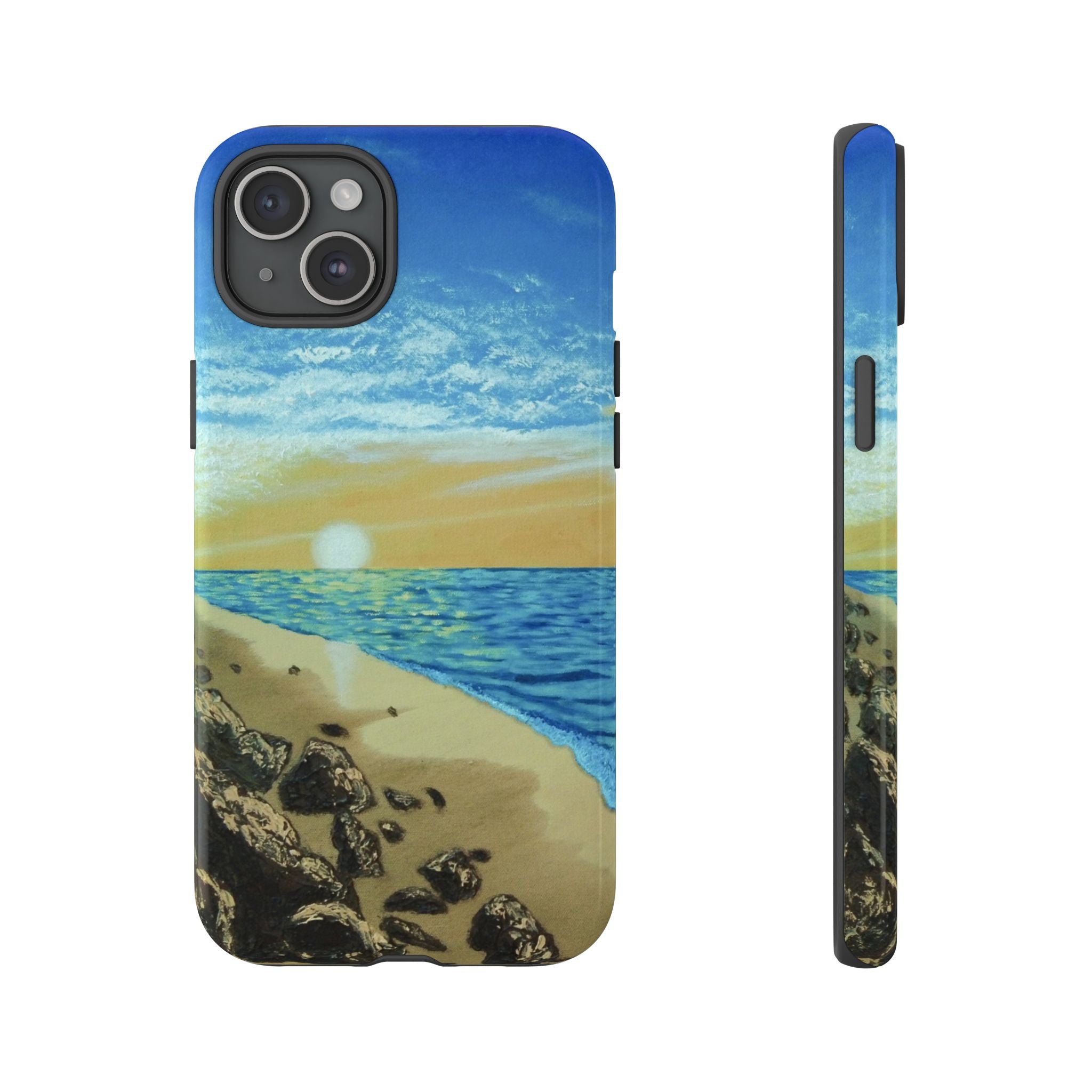 Beach Sunset Phone Case — Protective Tough Case with Coastal Shoreline Design