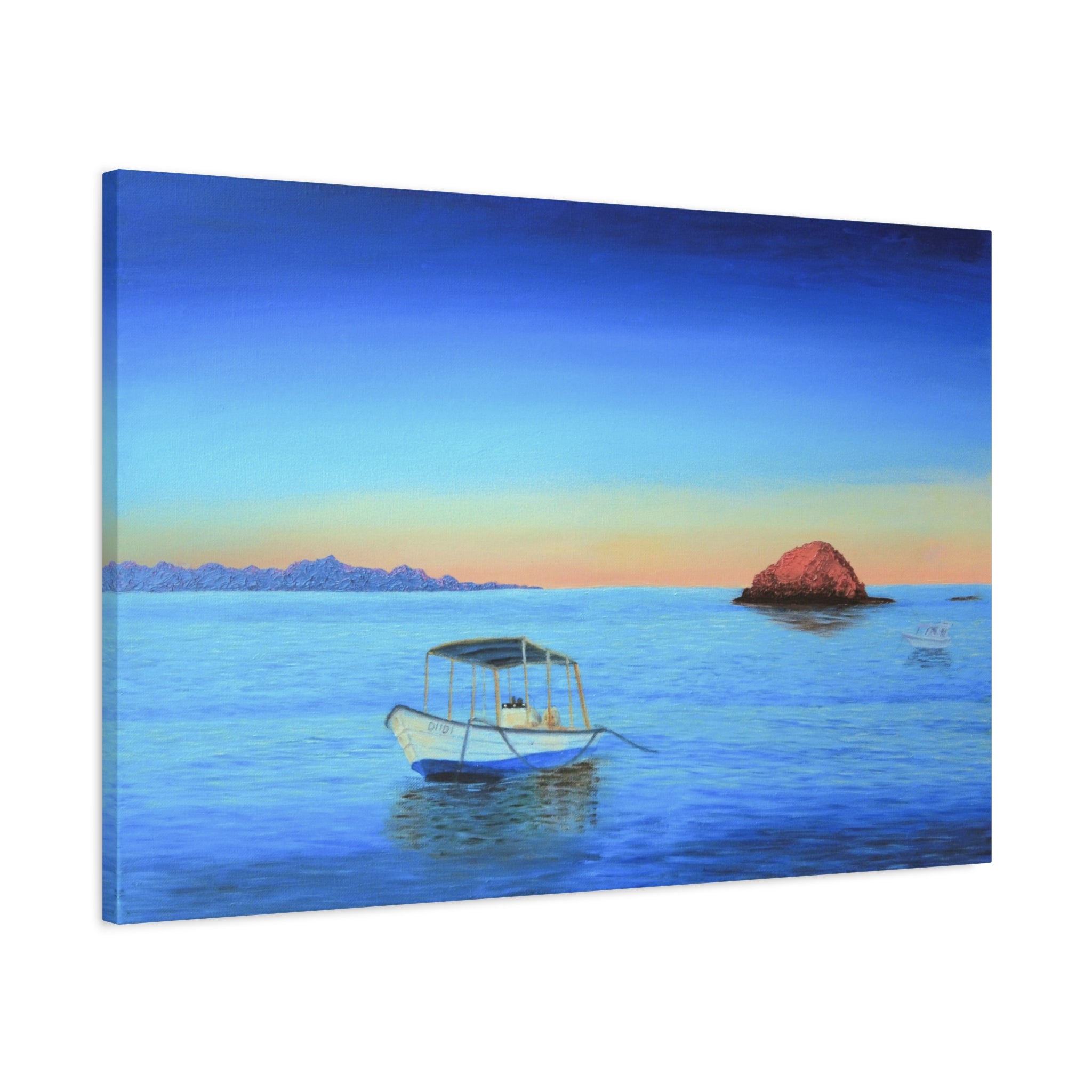 Seaside Sunrise Boat Matte Canvas Print — Stretched Wall Art