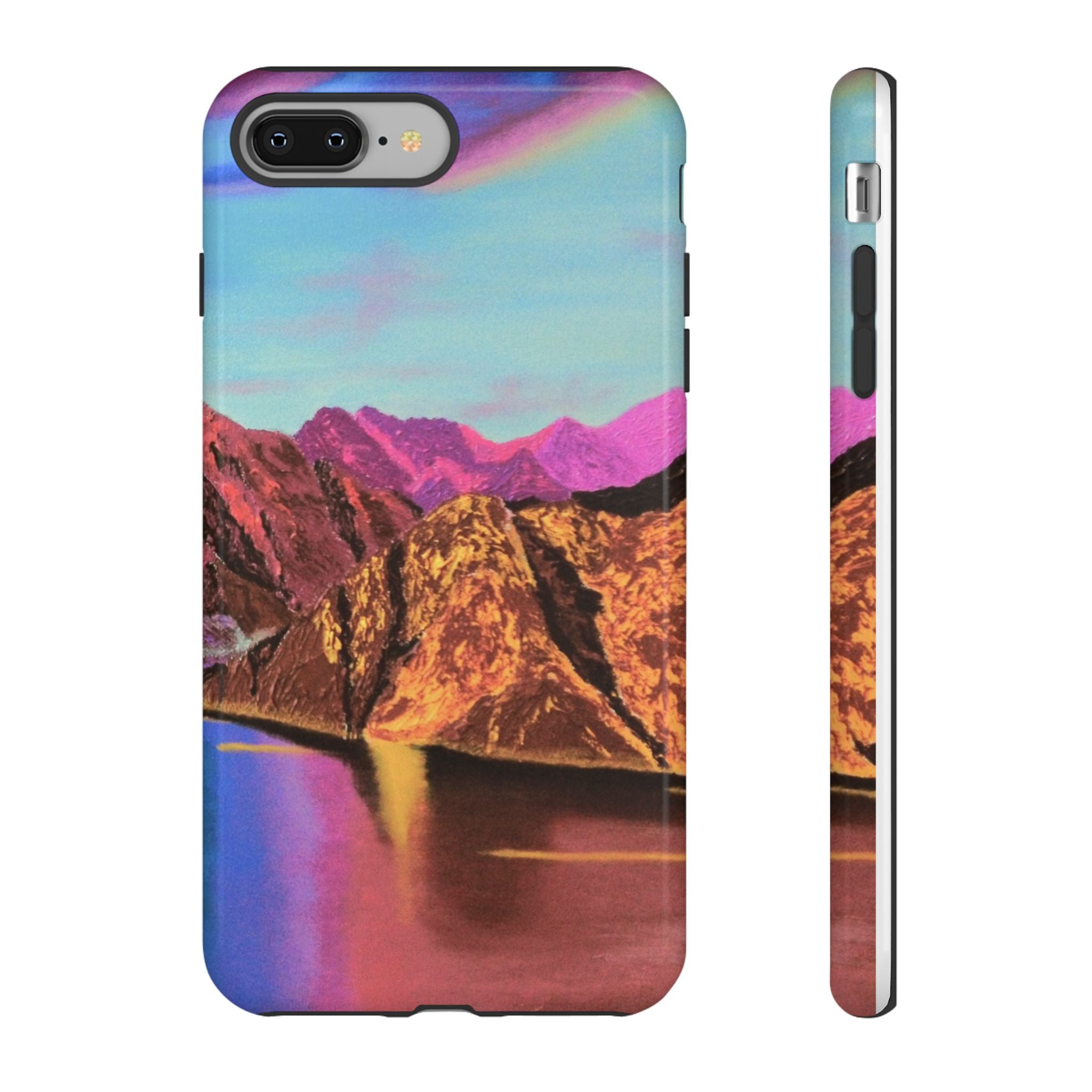 Protective Phone Case — Vibrant Retro Mountain Landscape