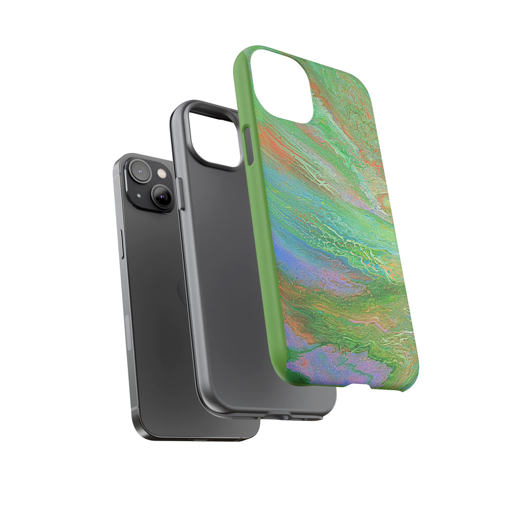 Marbled Green Abstract Phone Case — Protective Tough Case for iPhone