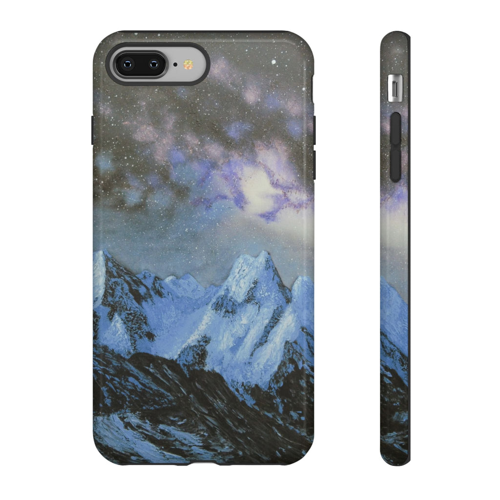 Mountain Night Sky Phone Case — Tough Protective iPhone Cover with Aurora & Snowy Peaks