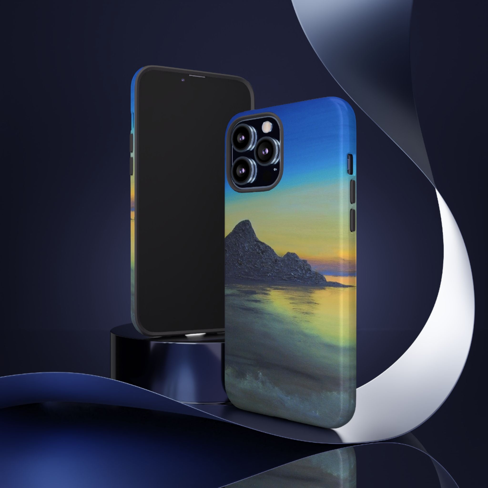 Sunset Cove Phone Case — Durable Protective Tough Case with Tranquil Beach Landscape
