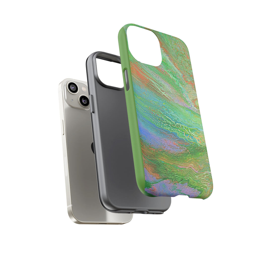 Marbled Green Abstract Phone Case — Protective Tough Case for iPhone
