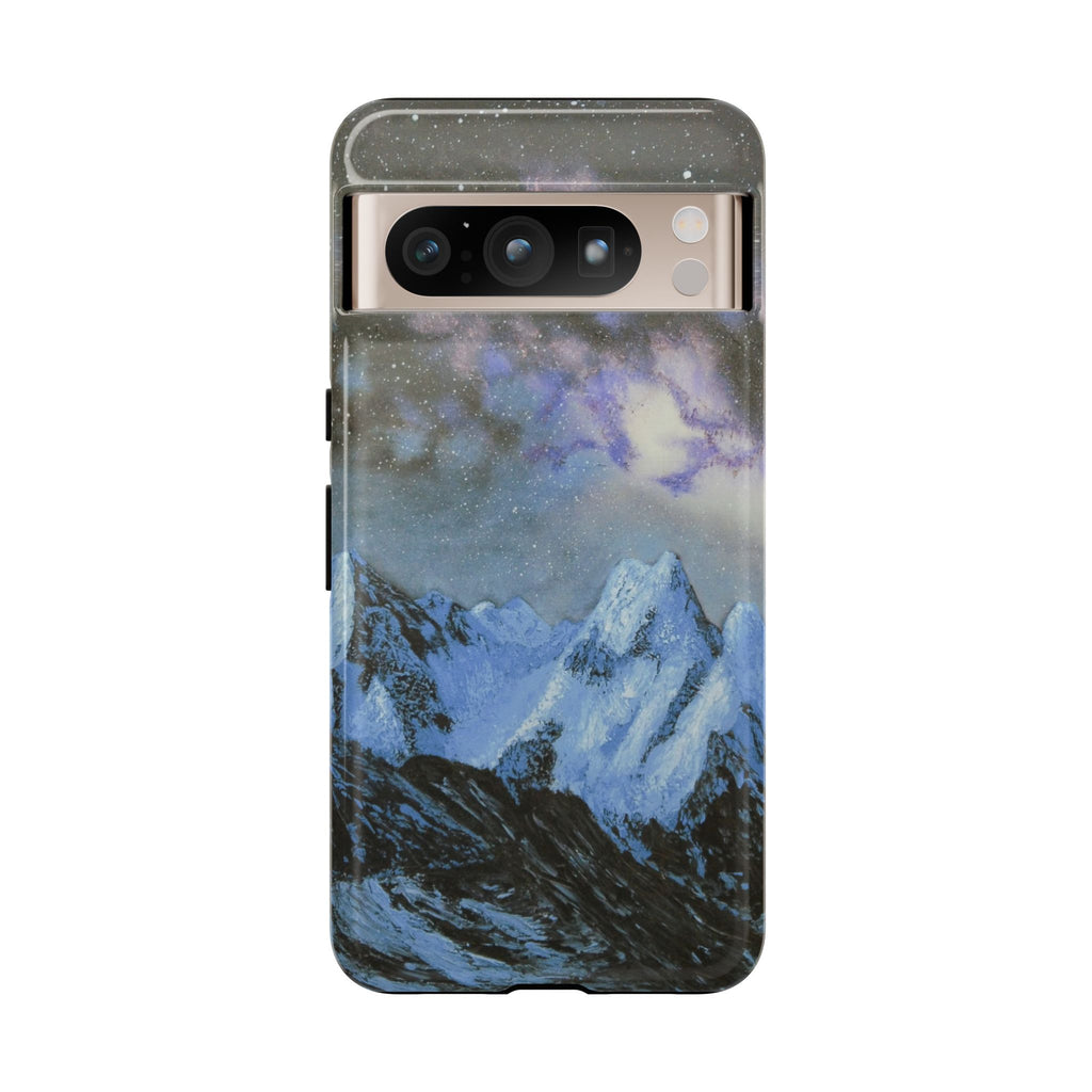 Mountain Night Sky Phone Case — Tough Protective iPhone Cover with Aurora & Snowy Peaks