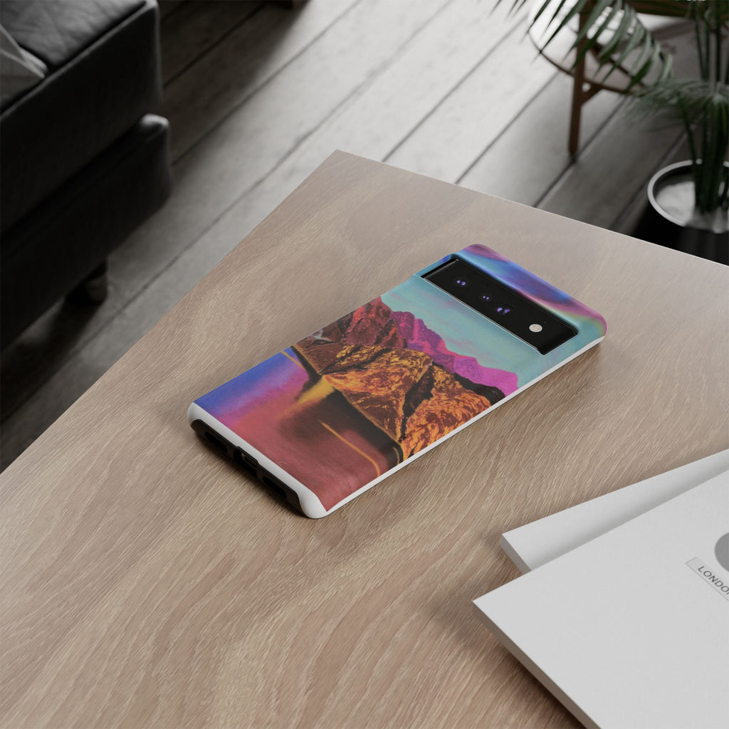 Protective Phone Case — Vibrant Retro Mountain Landscape