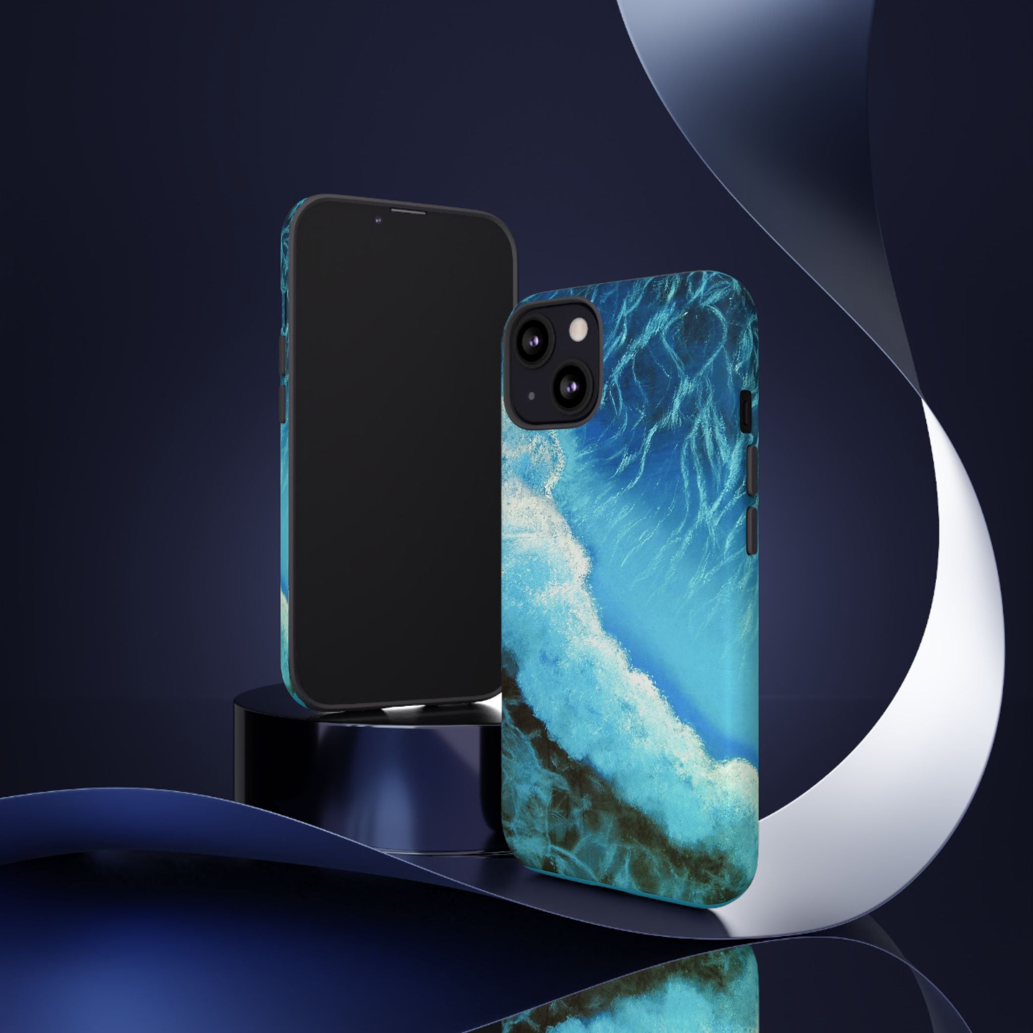 Ocean Wave Tough Phone Case — Blue Sea Water Protective Cover