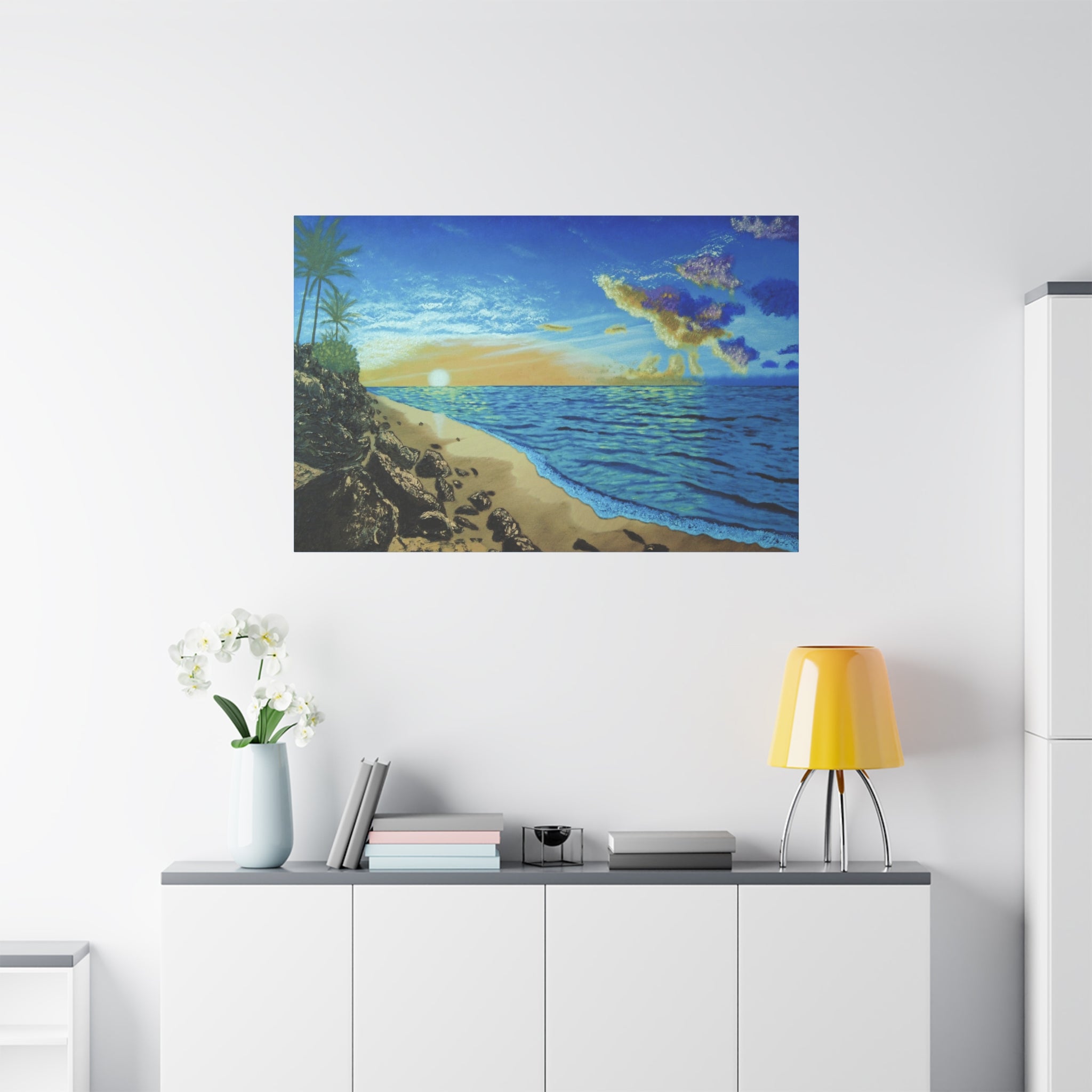 Tropical Beach Sunset Canvas Print — Stretched Matte Wall Art