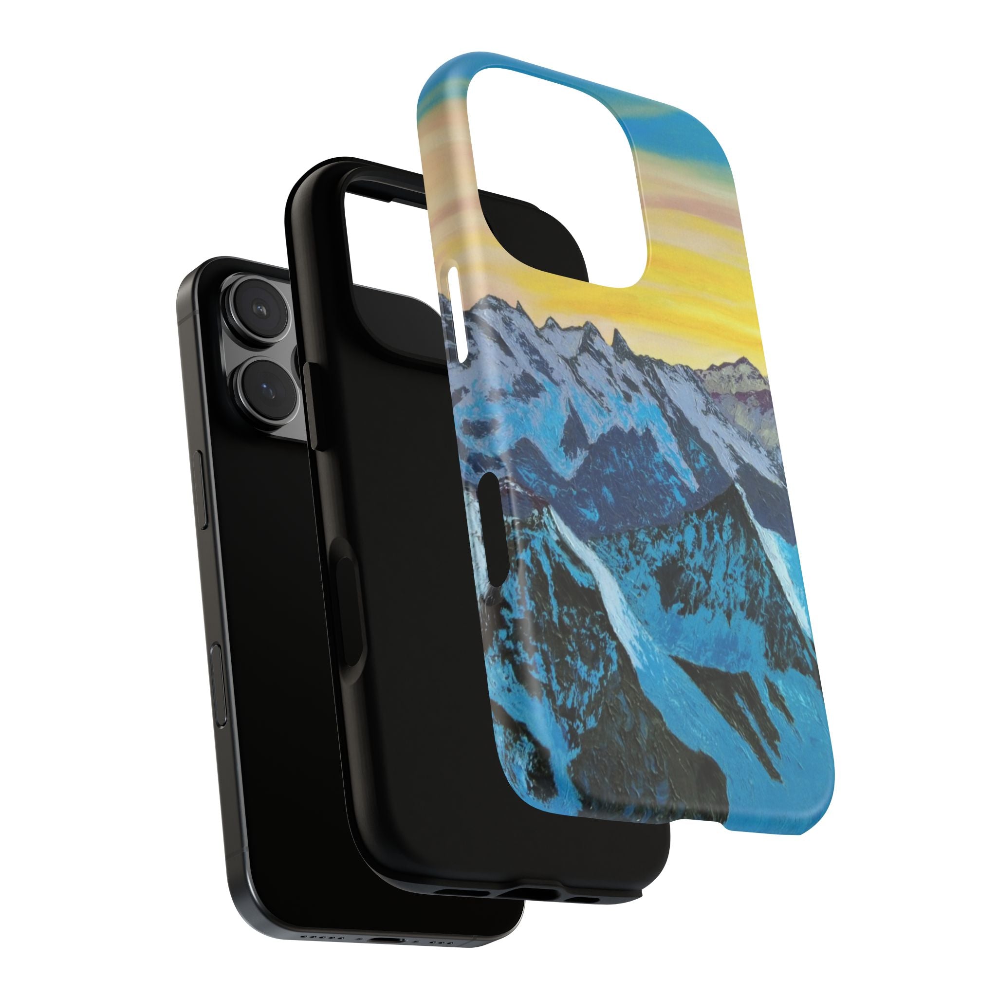 Mountain Sunset Phone Case — Protective Tough Case with Scenic Blue Peaks Design