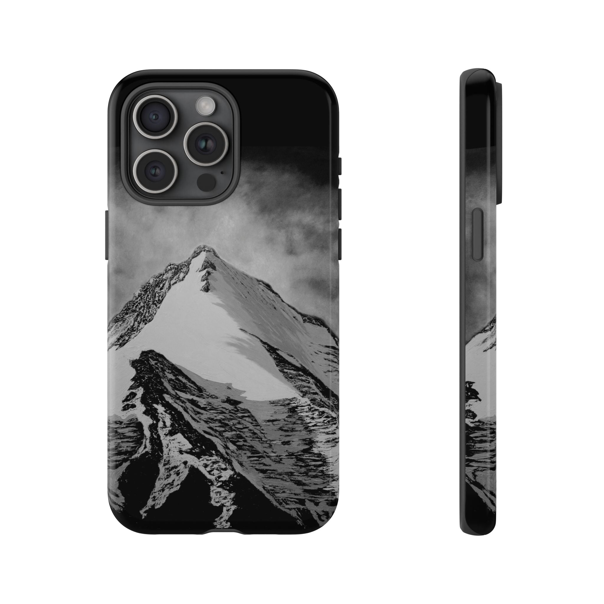Mountain Peak Phone Case — Black & White Alpine Protective Case