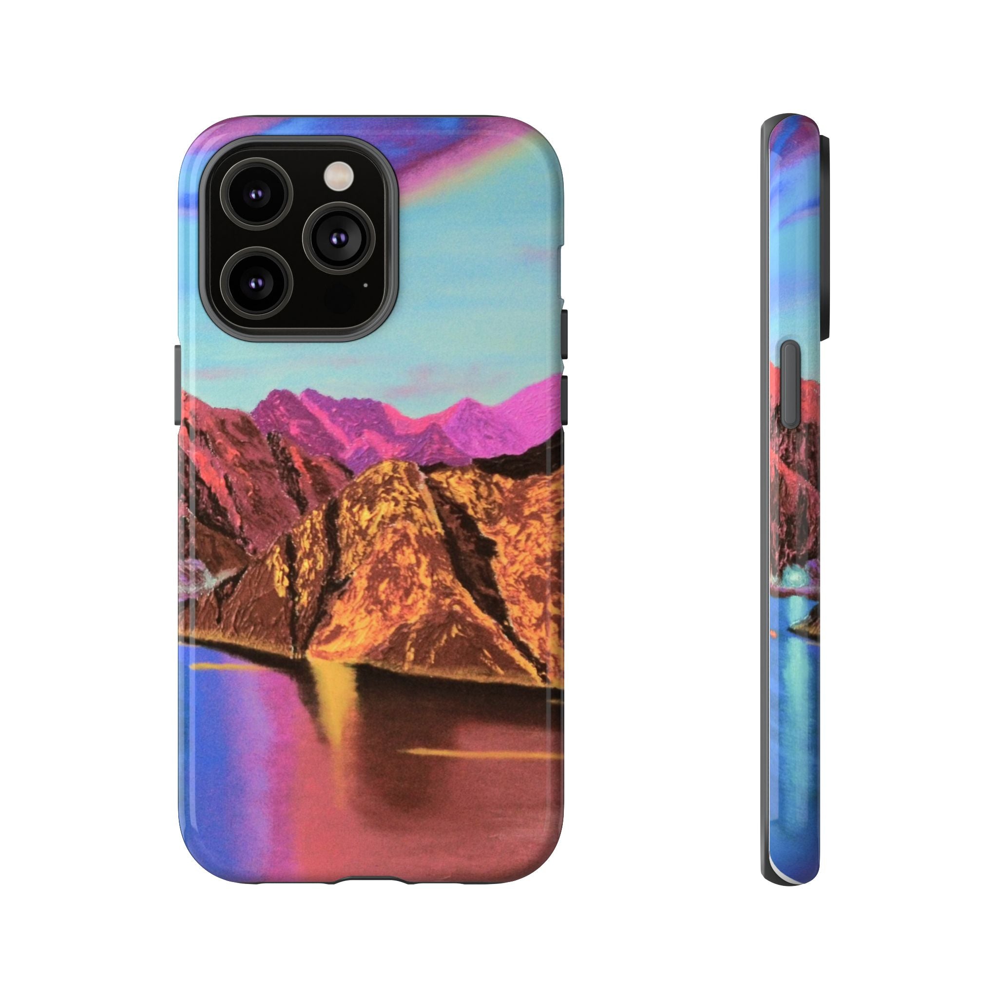 Protective Phone Case — Vibrant Retro Mountain Landscape
