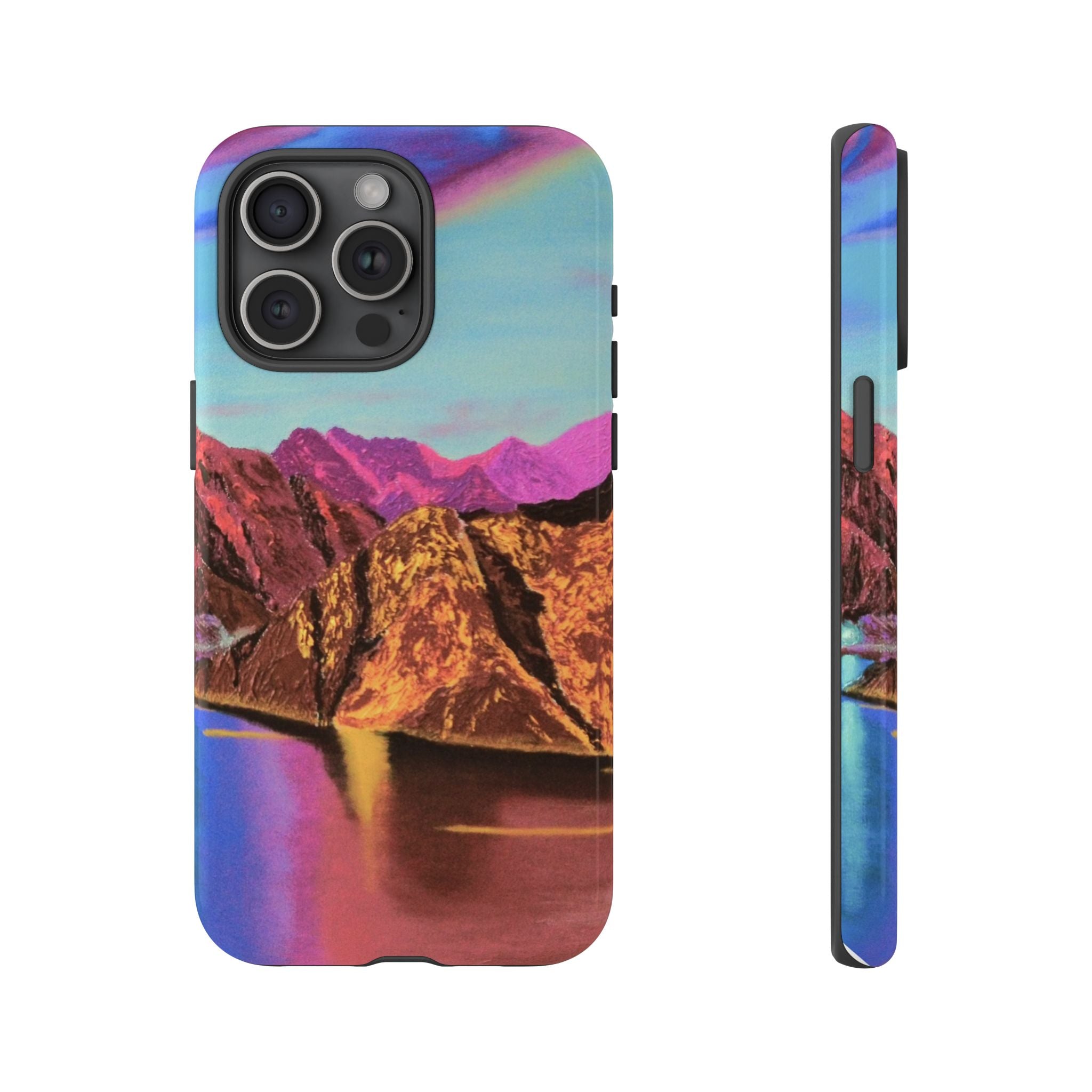Protective Phone Case — Vibrant Retro Mountain Landscape