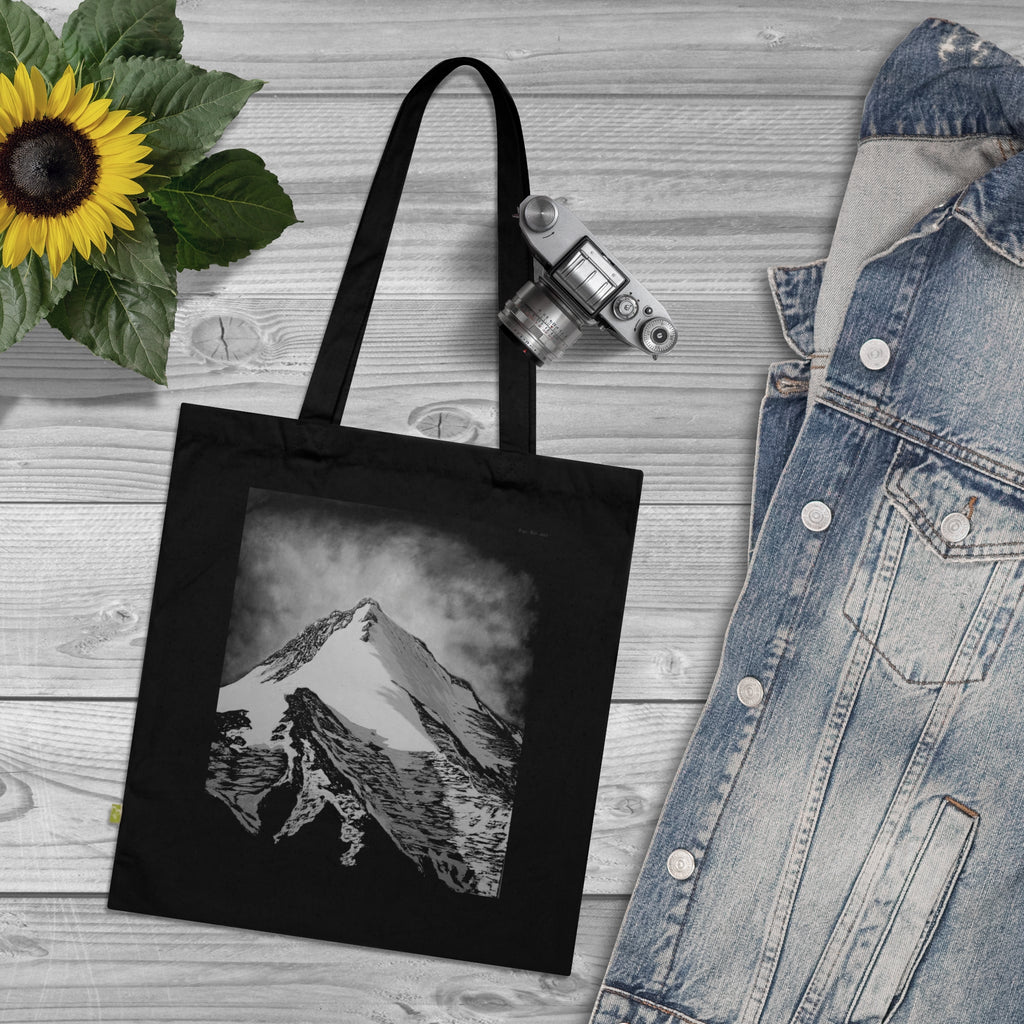Tote Bag — Monochrome Mountain Print Organic Cotton Tote (Mountain Illustration)