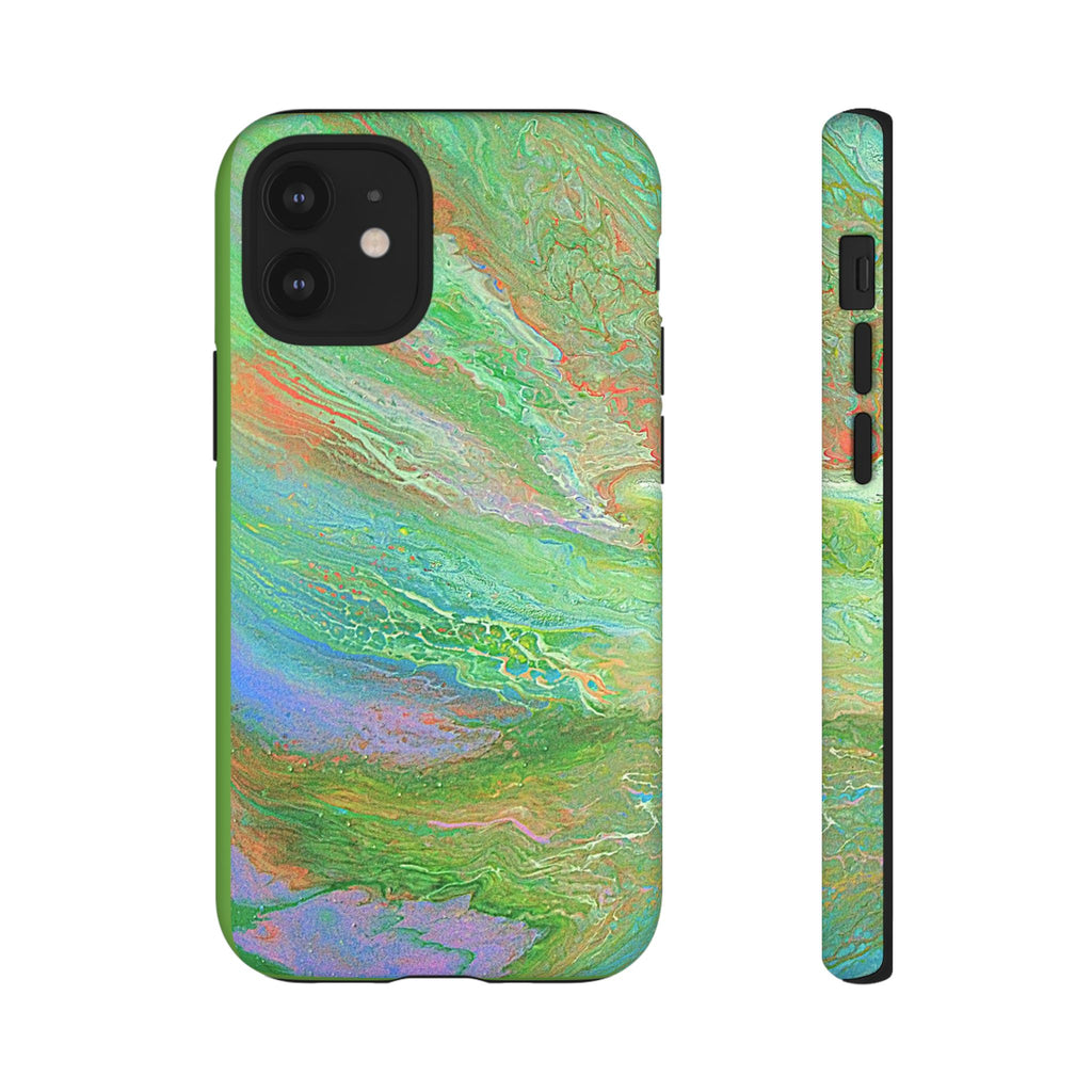 Marbled Green Abstract Phone Case — Protective Tough Case for iPhone