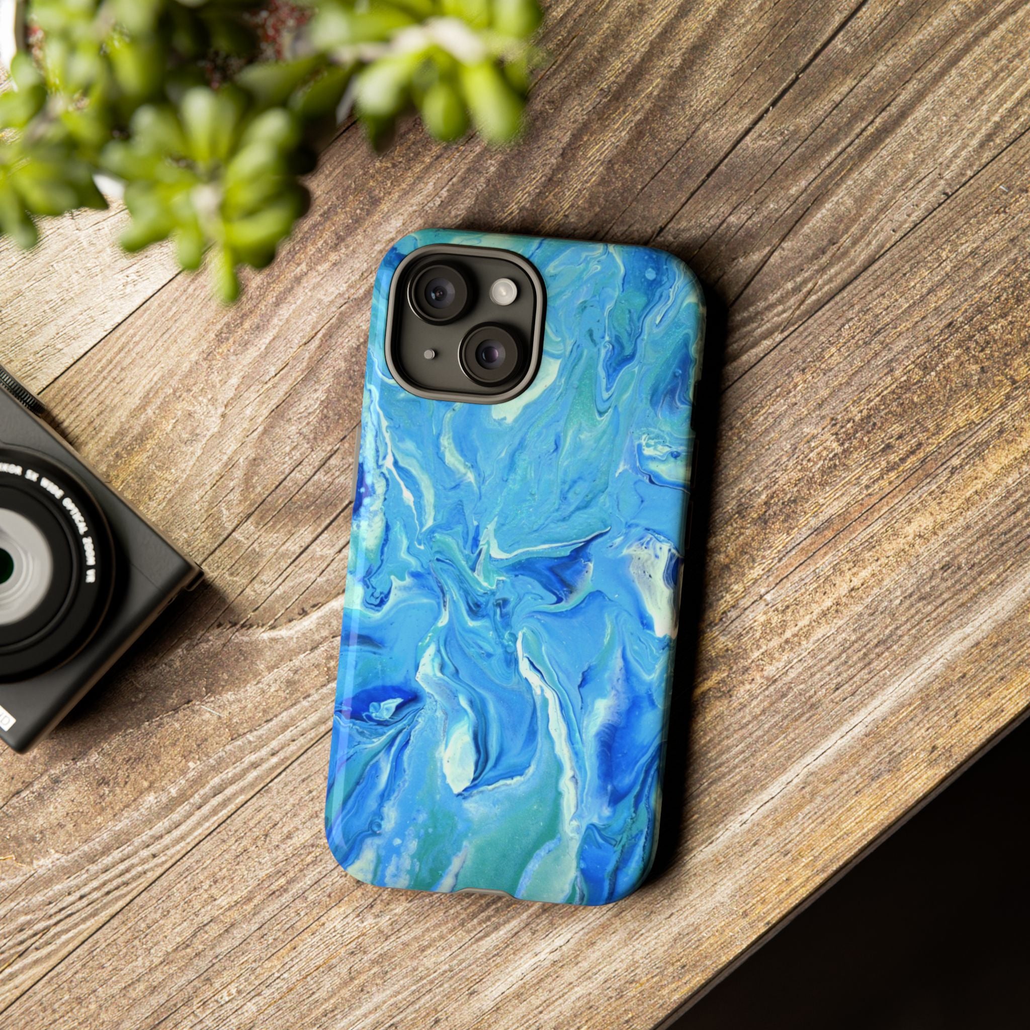 Blue Marble Tough Phone Case — Ocean Swirl Protective iPhone Cover
