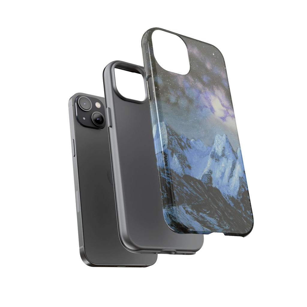 Mountain Night Sky Phone Case — Tough Protective iPhone Cover with Aurora & Snowy Peaks