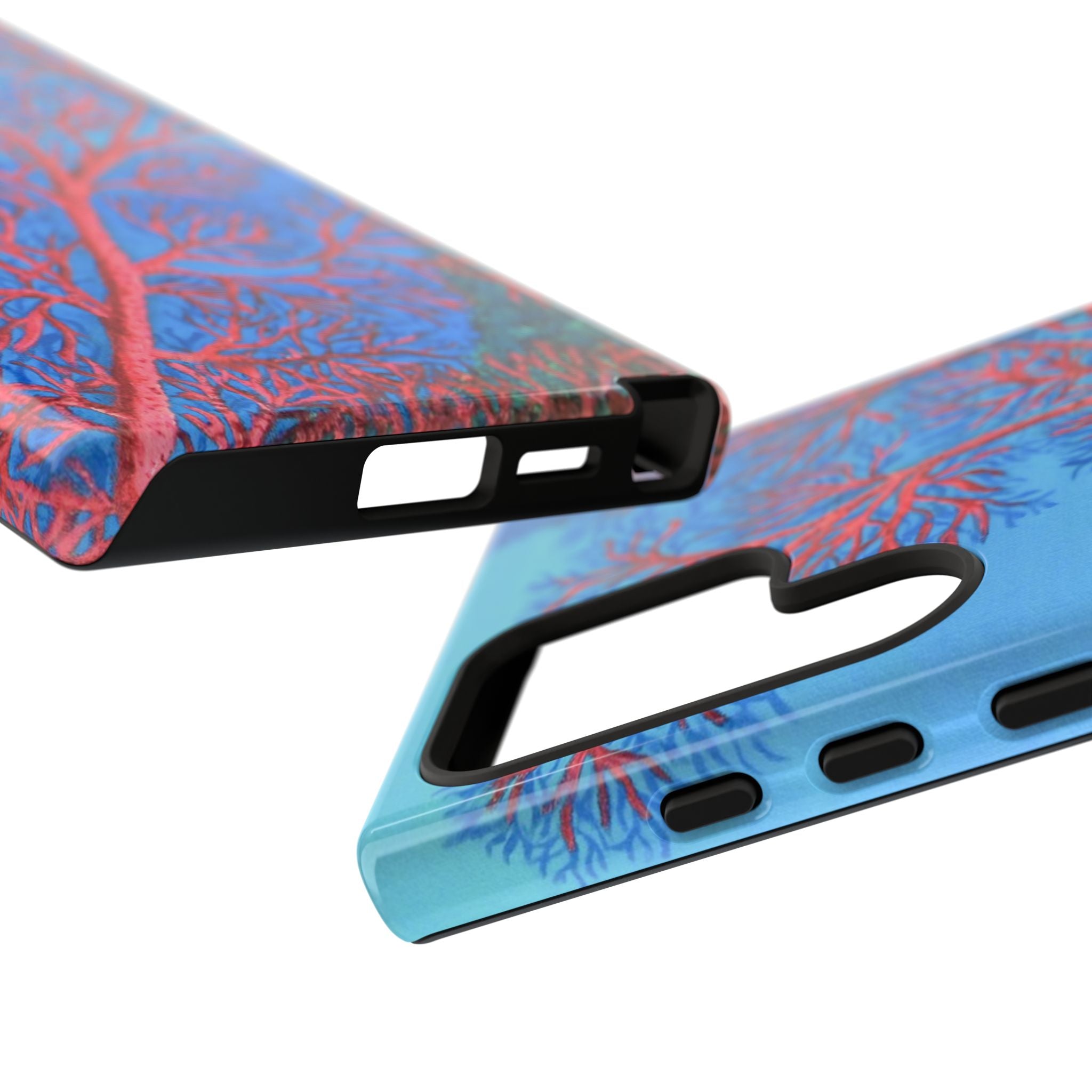 Coral Reef Phone Case — Vibrant Red Sea Fan on Ocean Blue Tough Case
