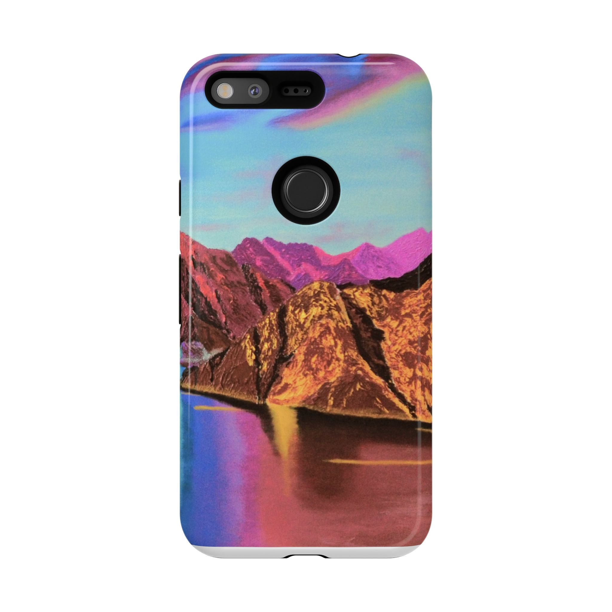 Protective Phone Case — Vibrant Retro Mountain Landscape