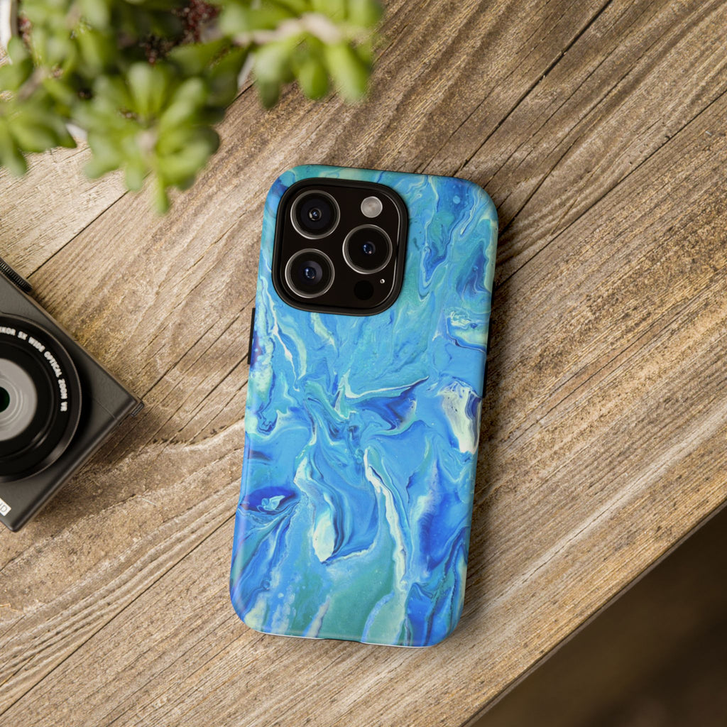 Blue Marble Tough Phone Case — Ocean Swirl Protective iPhone Cover