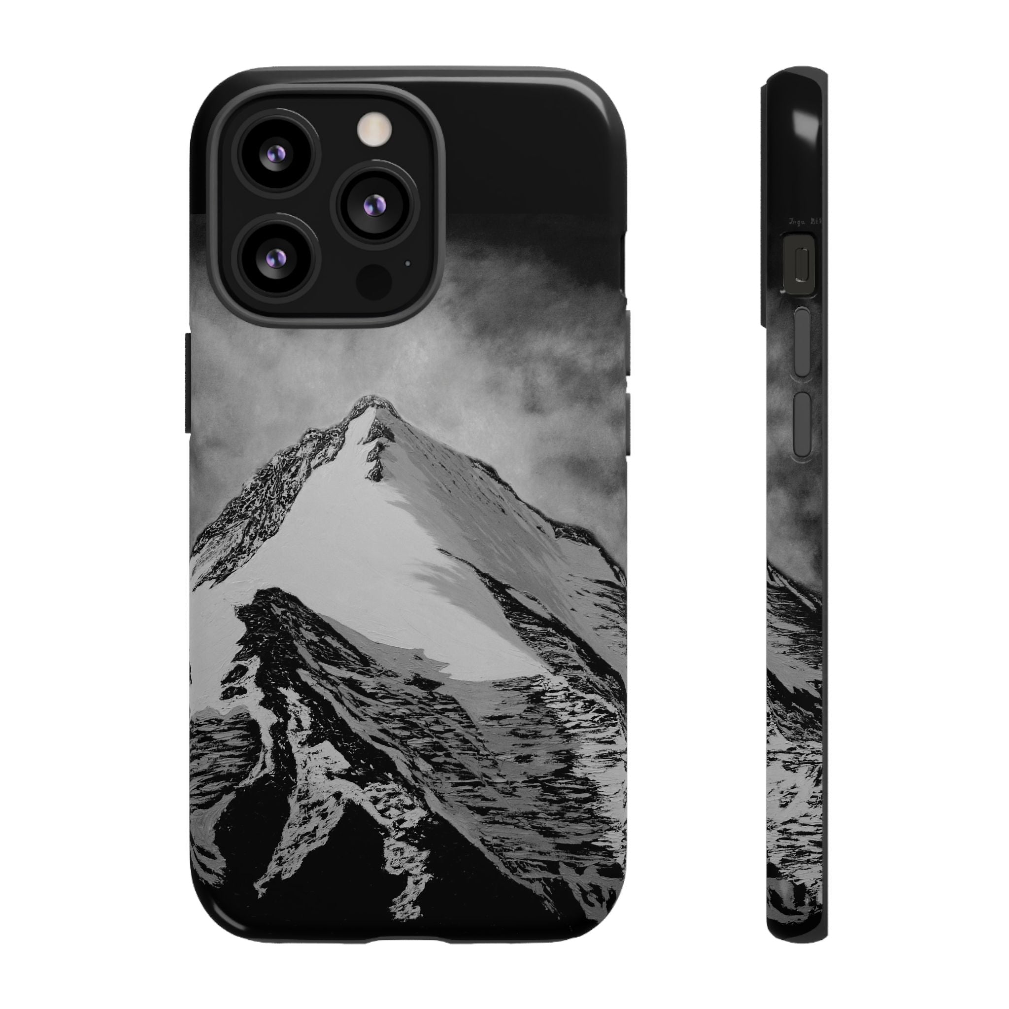 Mountain Peak Phone Case — Black & White Alpine Protective Case