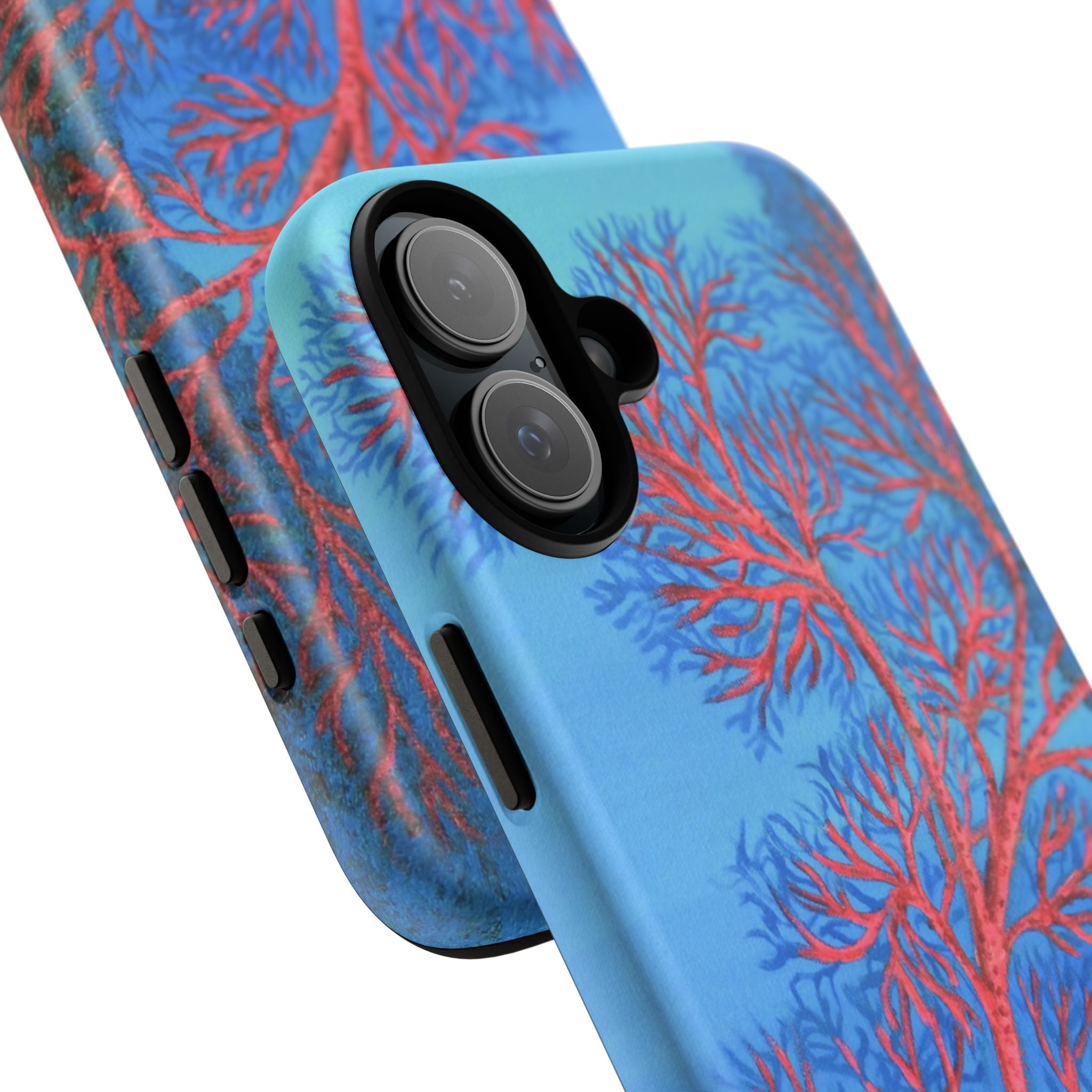 Coral Reef Phone Case — Vibrant Red Sea Fan on Ocean Blue Tough Case