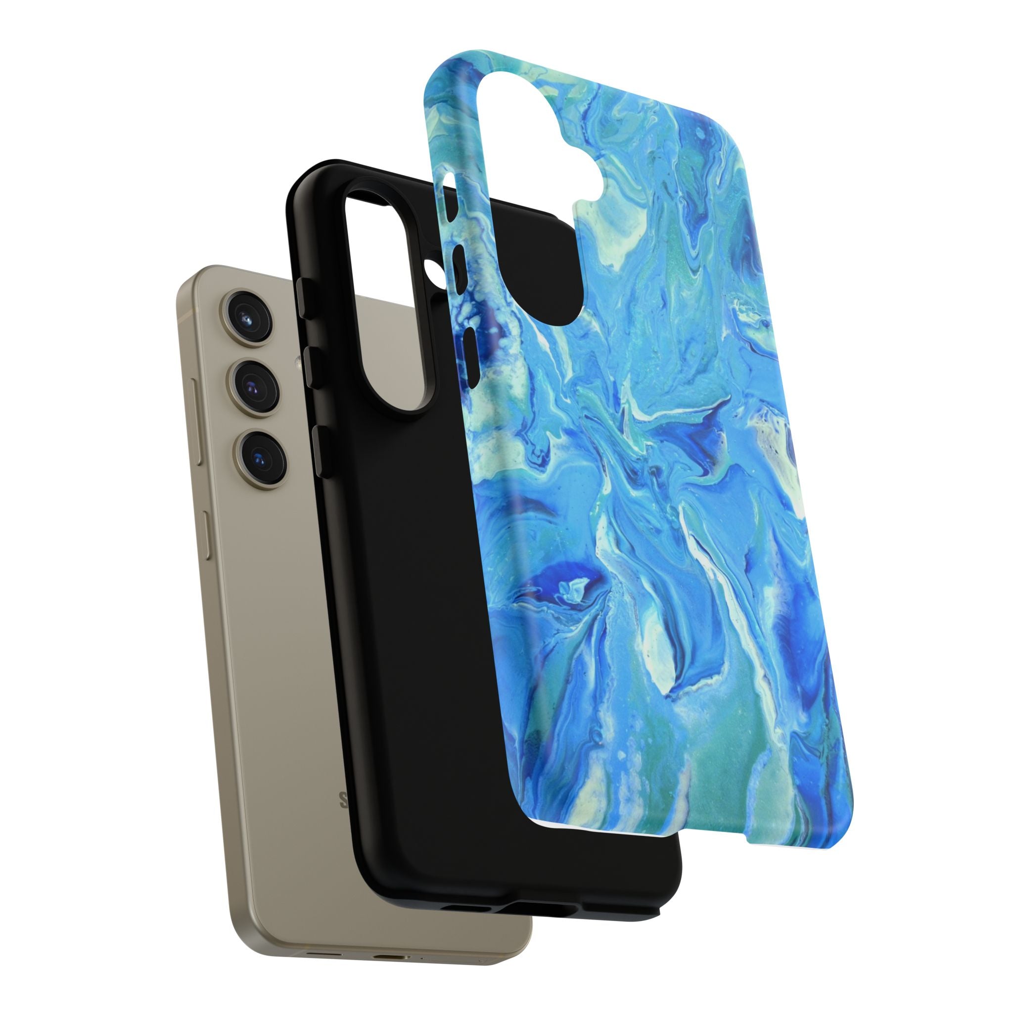 Blue Marble Tough Phone Case — Ocean Swirl Protective iPhone Cover
