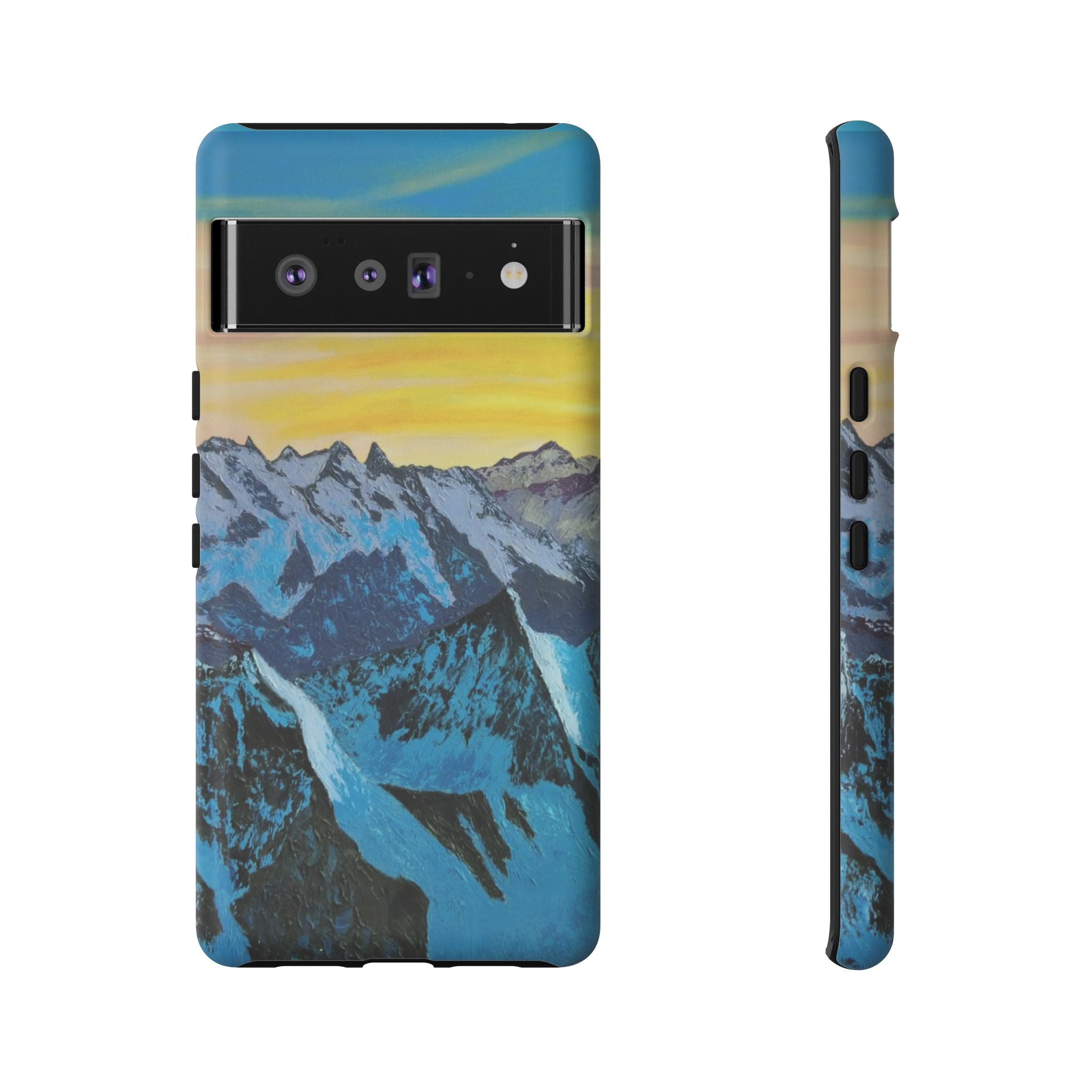 Mountain Sunset Phone Case — Protective Tough Case with Scenic Blue Peaks Design