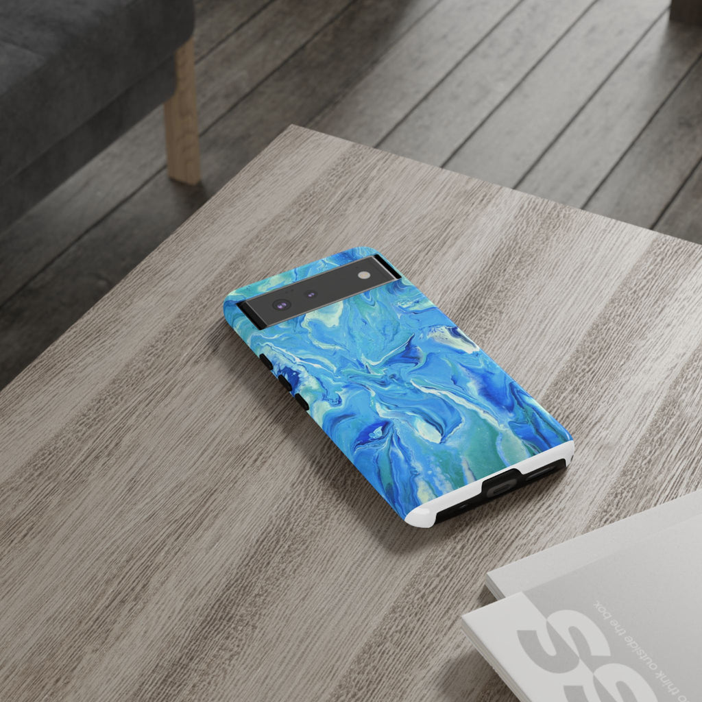 Blue Marble Tough Phone Case — Ocean Swirl Protective iPhone Cover
