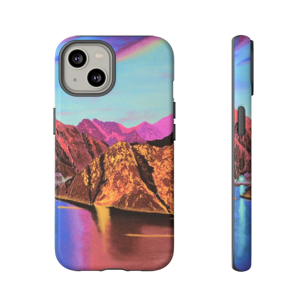 Protective Phone Case — Vibrant Retro Mountain Landscape