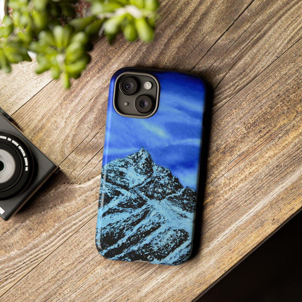 Mountain Peak Blue Tough Phone Case — Rugged Protective iPhone Cover