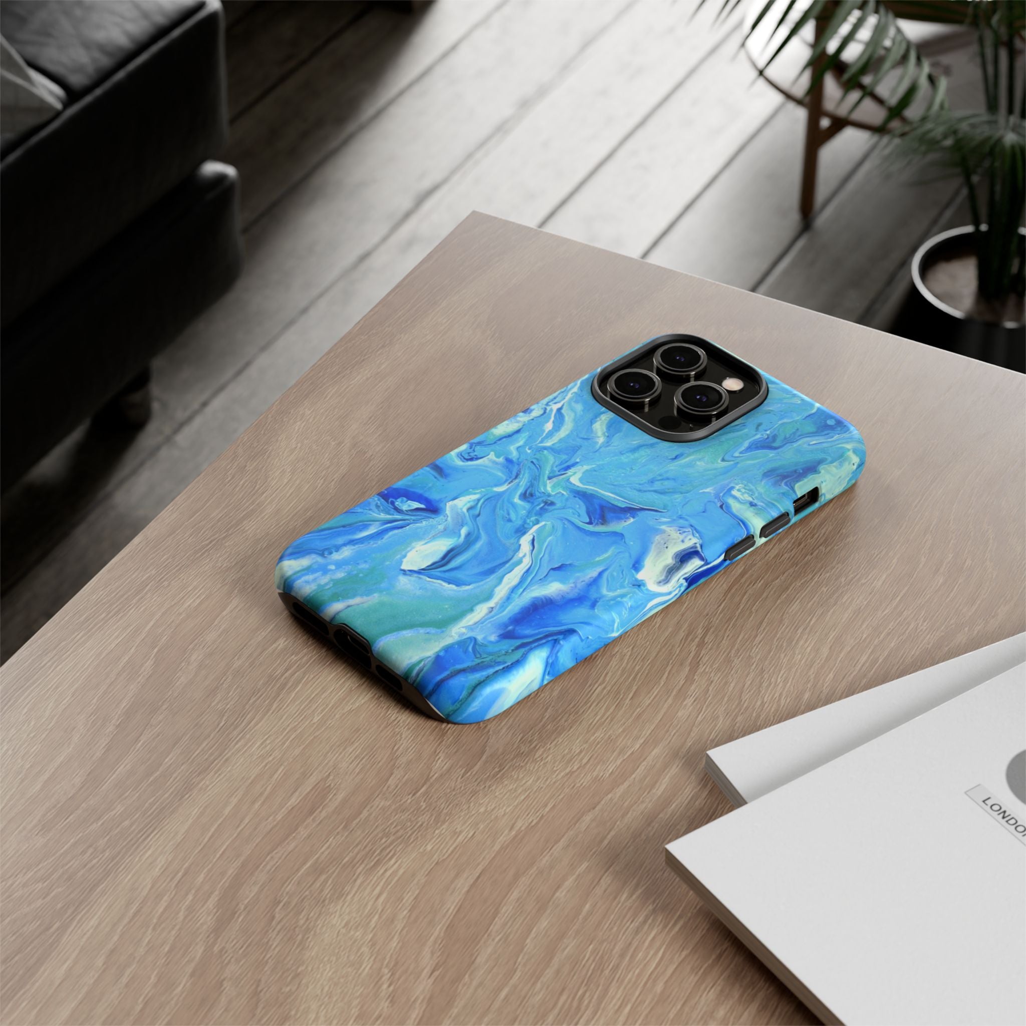 Blue Marble Tough Phone Case — Ocean Swirl Protective iPhone Cover