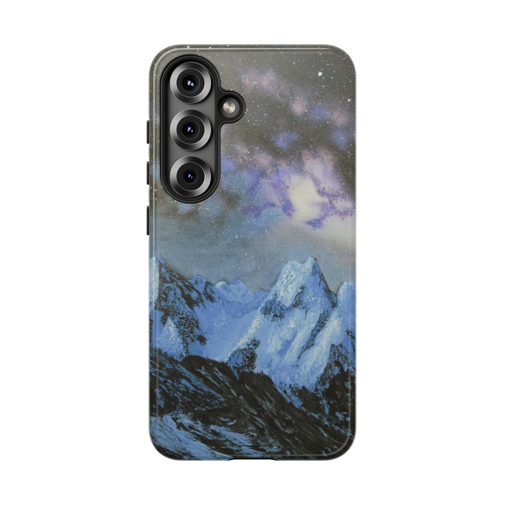 Mountain Night Sky Phone Case — Tough Protective iPhone Cover with Aurora & Snowy Peaks