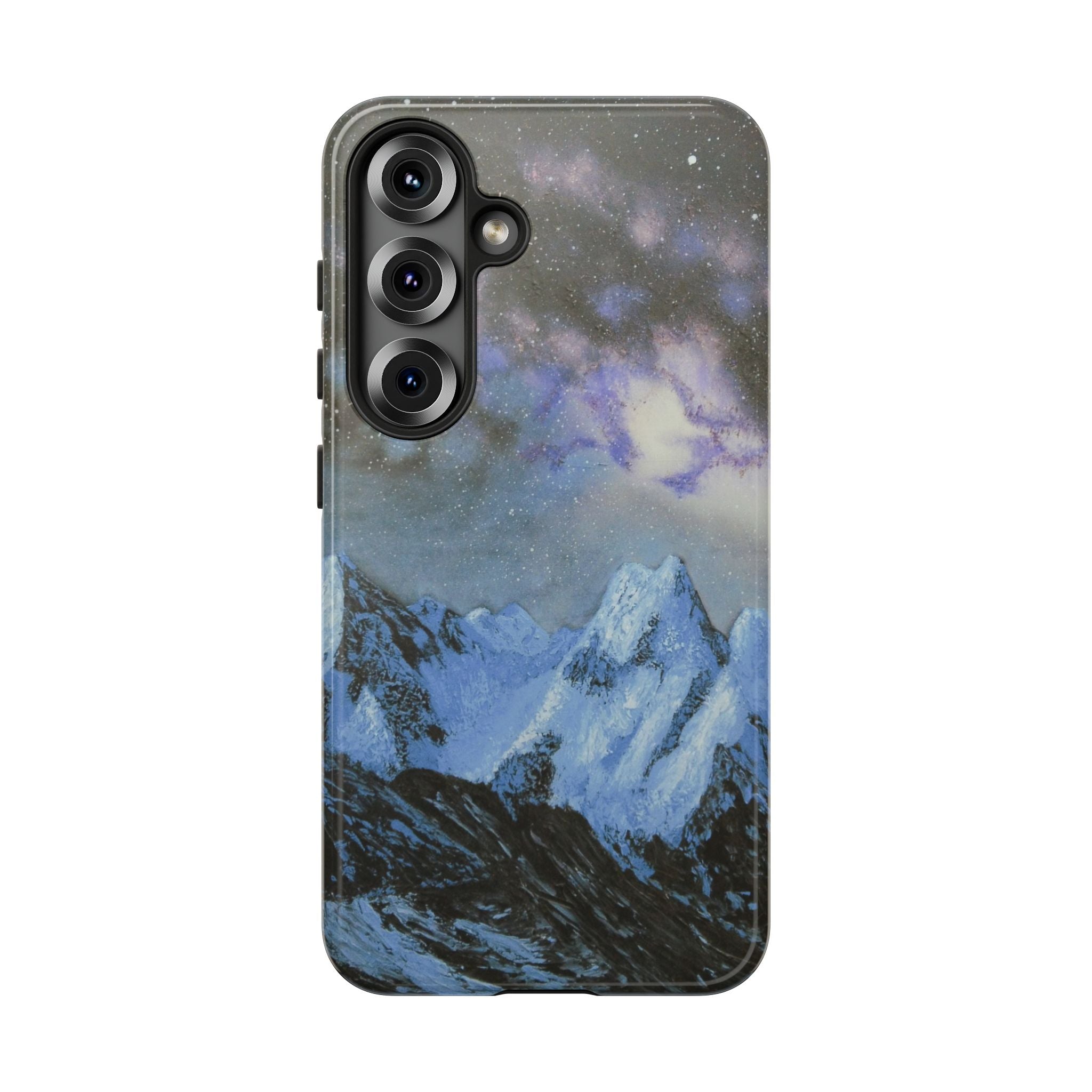 Mountain Night Sky Phone Case — Tough Protective iPhone Cover with Aurora & Snowy Peaks