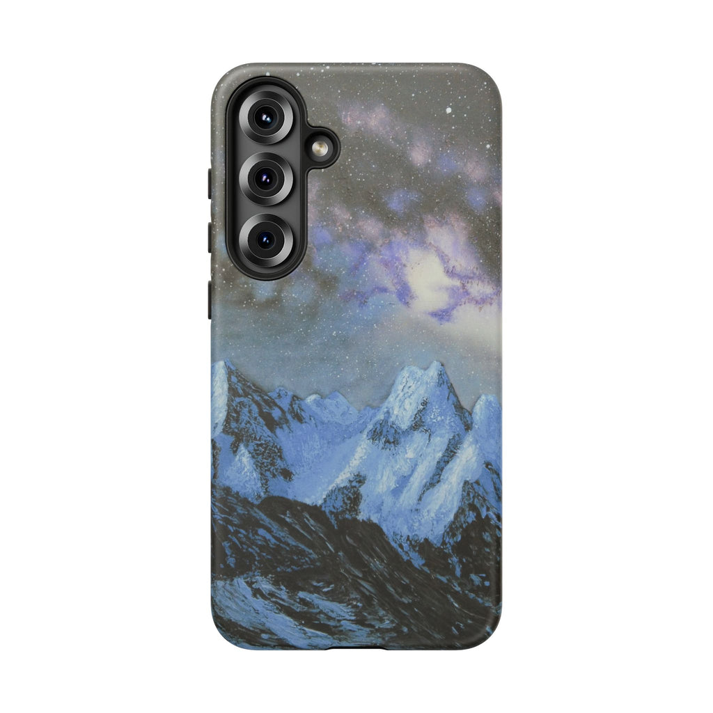 Mountain Night Sky Phone Case — Tough Protective iPhone Cover with Aurora & Snowy Peaks