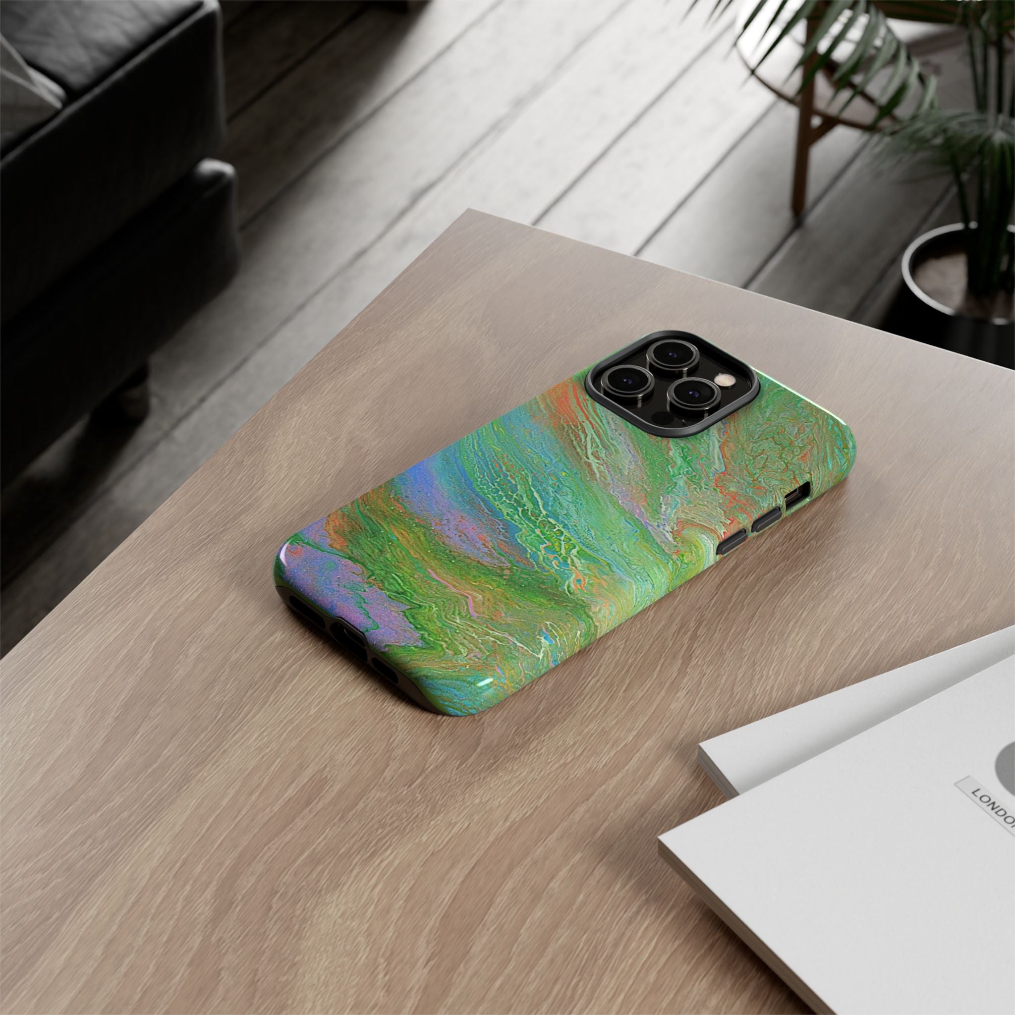 Marbled Green Abstract Phone Case — Protective Tough Case for iPhone