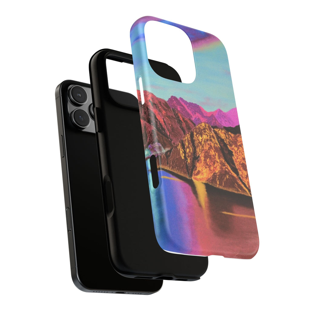 Protective Phone Case — Vibrant Retro Mountain Landscape