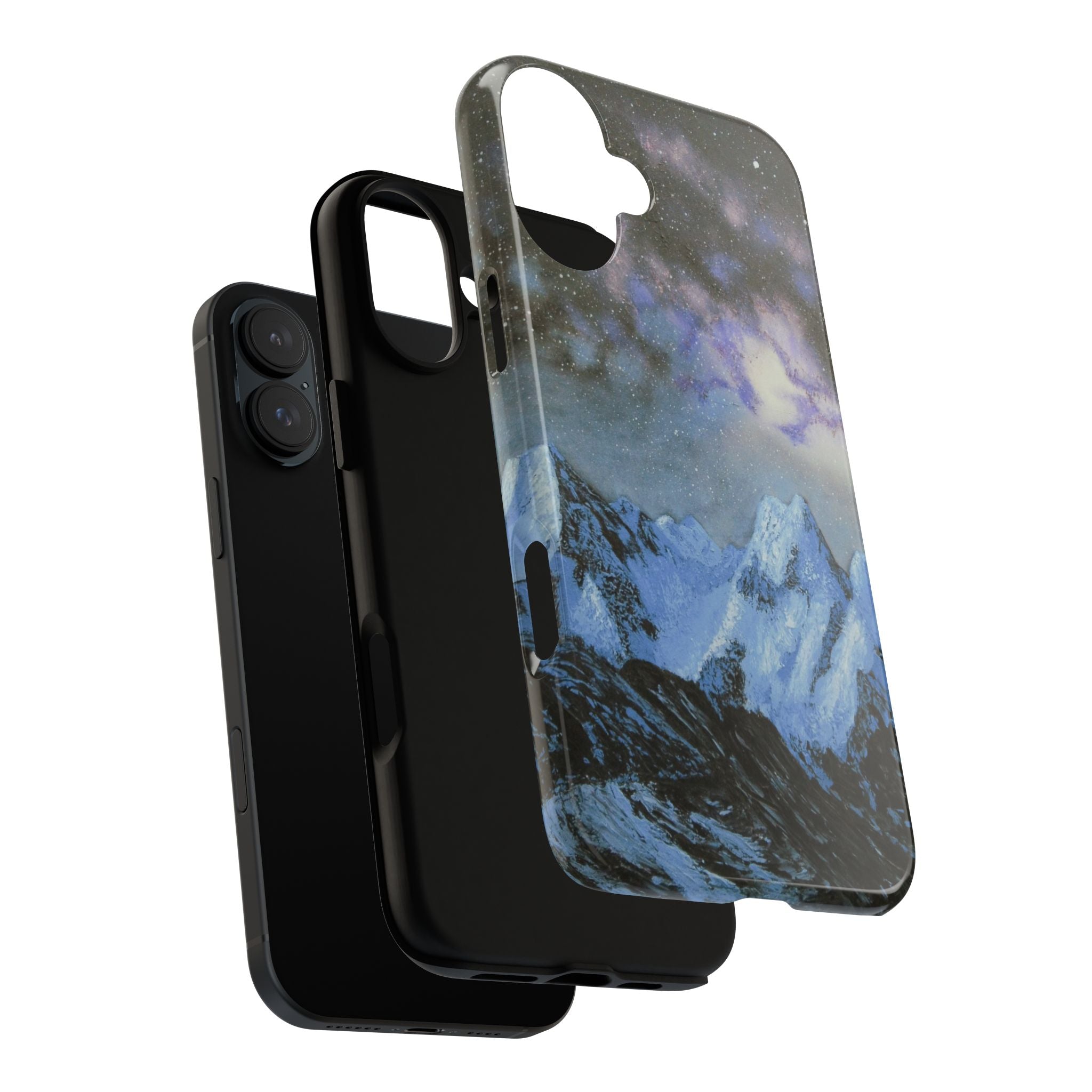 Mountain Night Sky Phone Case — Tough Protective iPhone Cover with Aurora & Snowy Peaks