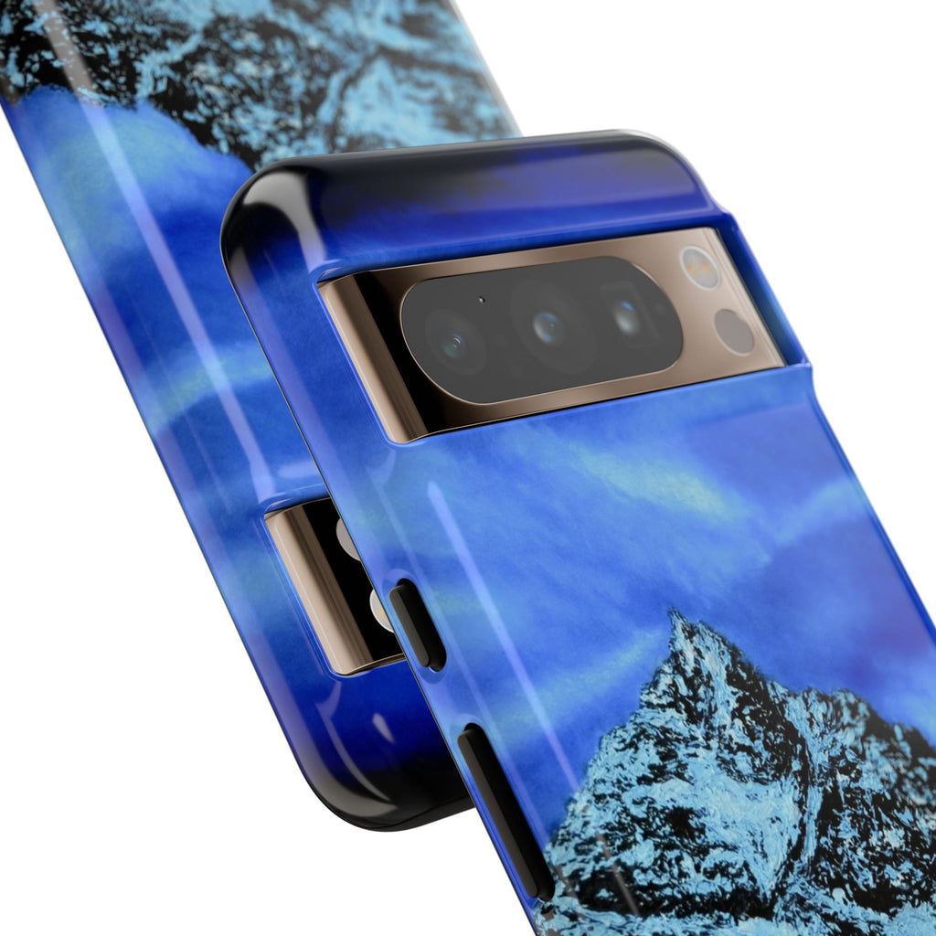 Mountain Peak Blue Tough Phone Case — Rugged Protective iPhone Cover
