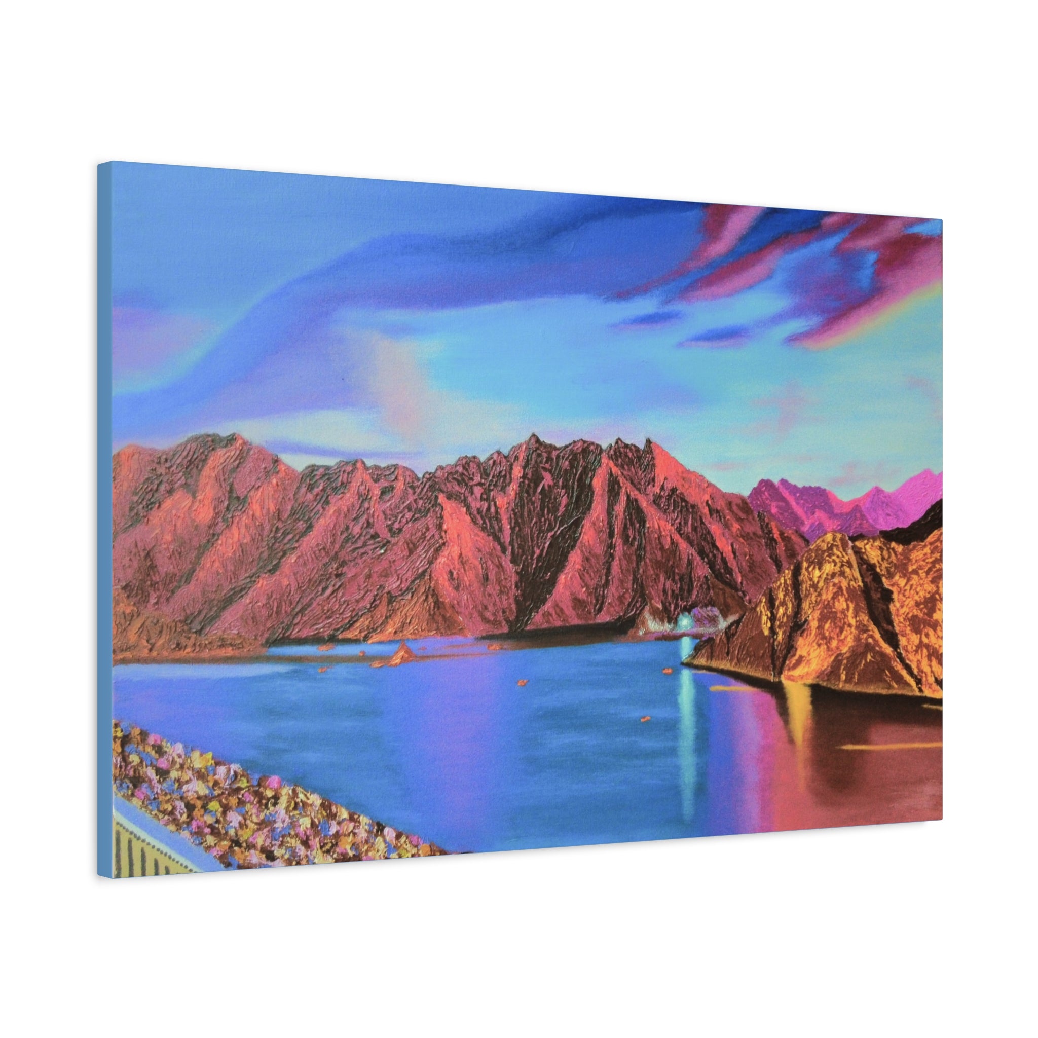 Sunset Mountain Lake Matte Canvas Wall Art — Vibrant Landscape Print