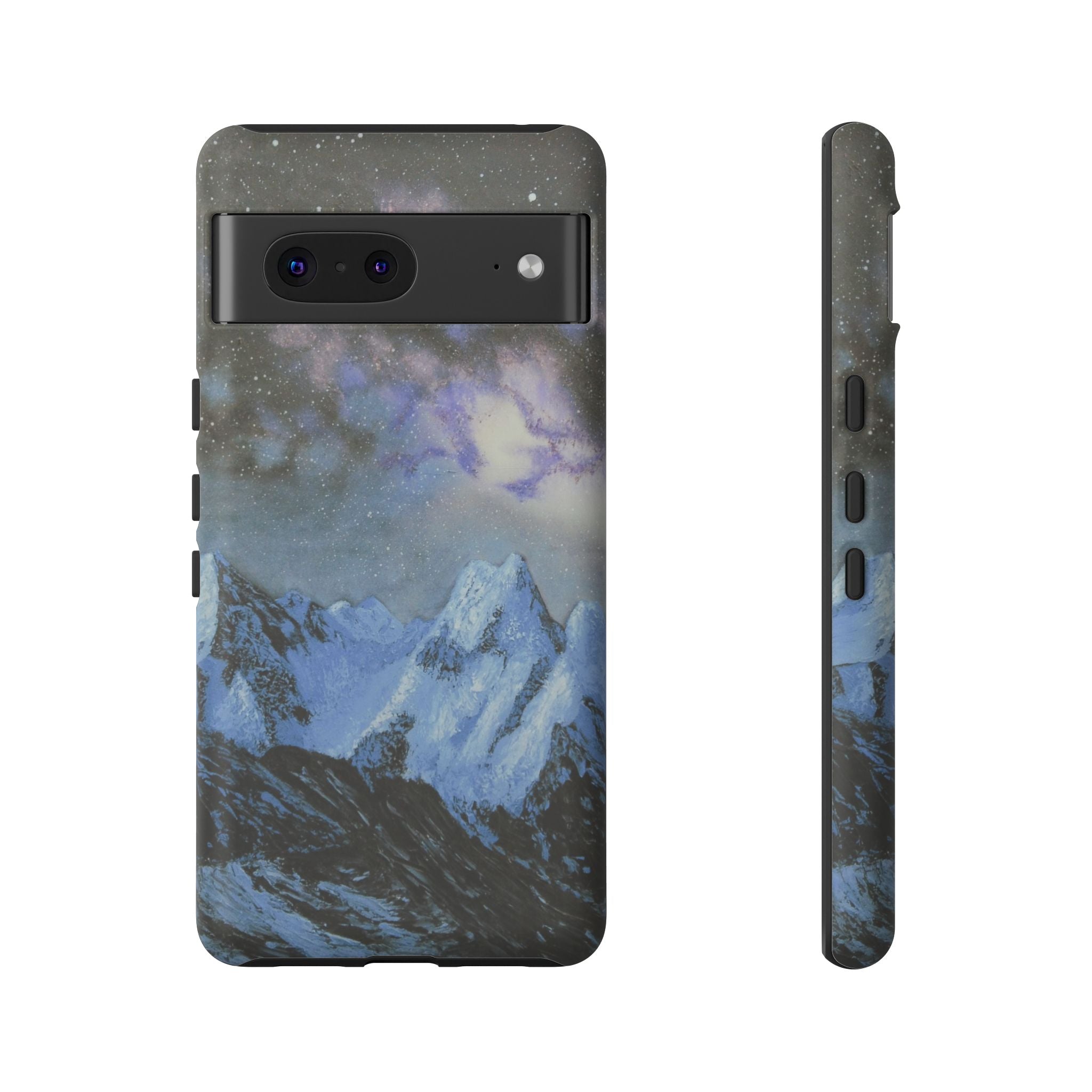 Mountain Night Sky Phone Case — Tough Protective iPhone Cover with Aurora & Snowy Peaks