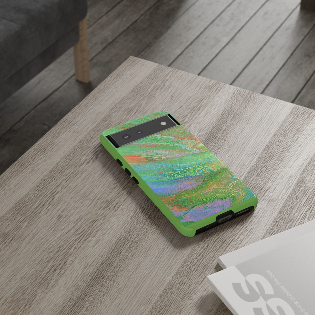 Marbled Green Abstract Phone Case — Protective Tough Case for iPhone