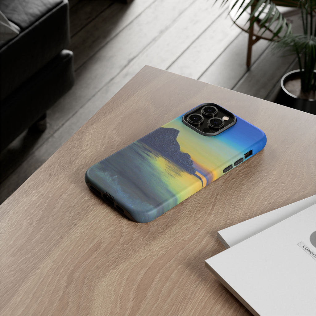 Sunset Cove Phone Case — Durable Protective Tough Case with Tranquil Beach Landscape