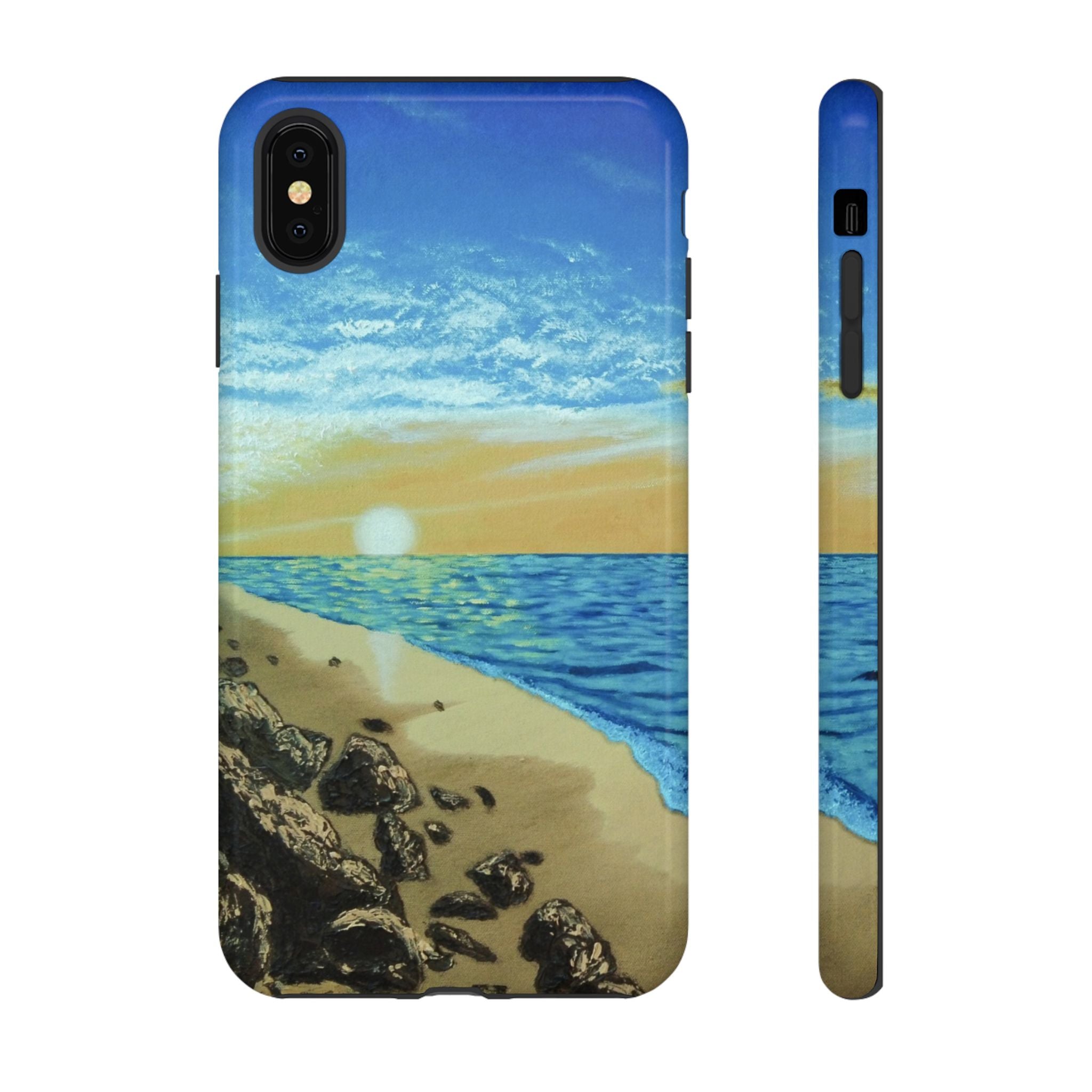 Beach Sunset Phone Case — Protective Tough Case with Coastal Shoreline Design