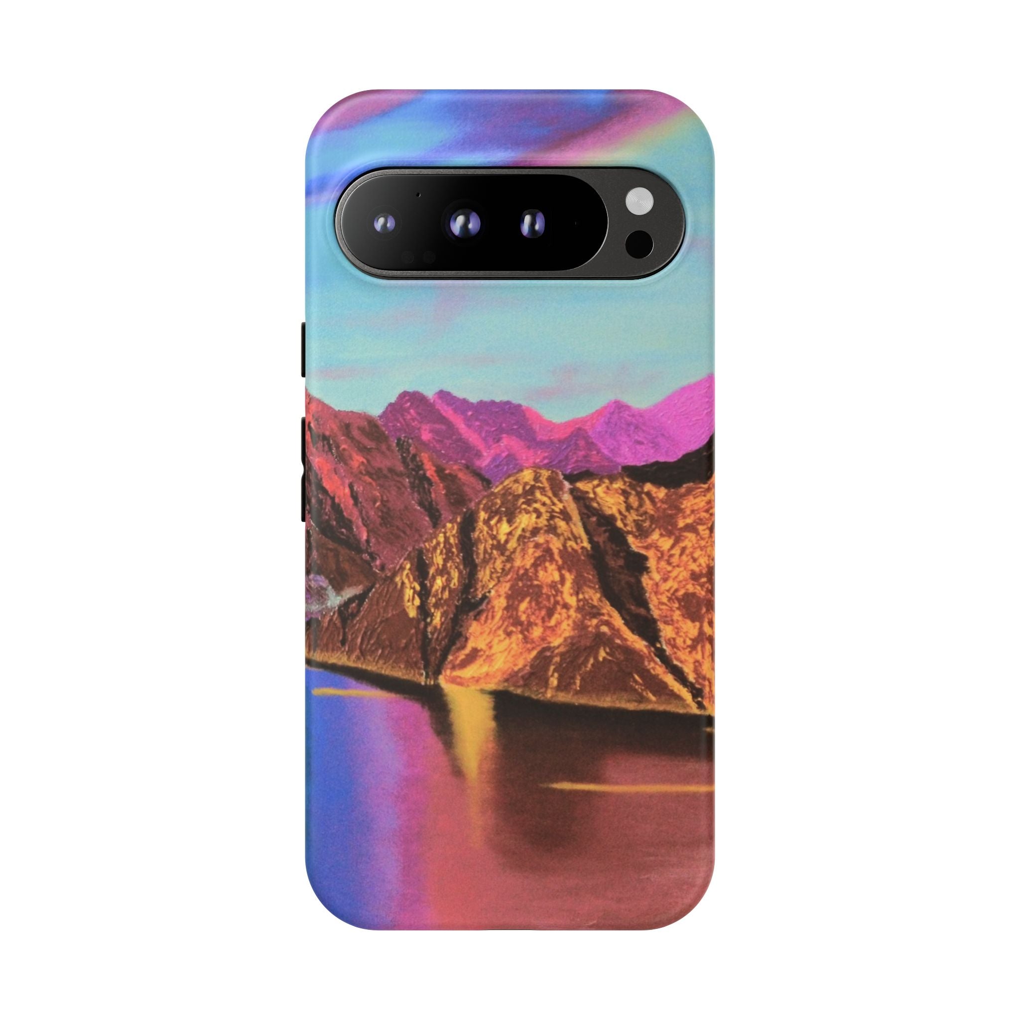 Protective Phone Case — Vibrant Retro Mountain Landscape