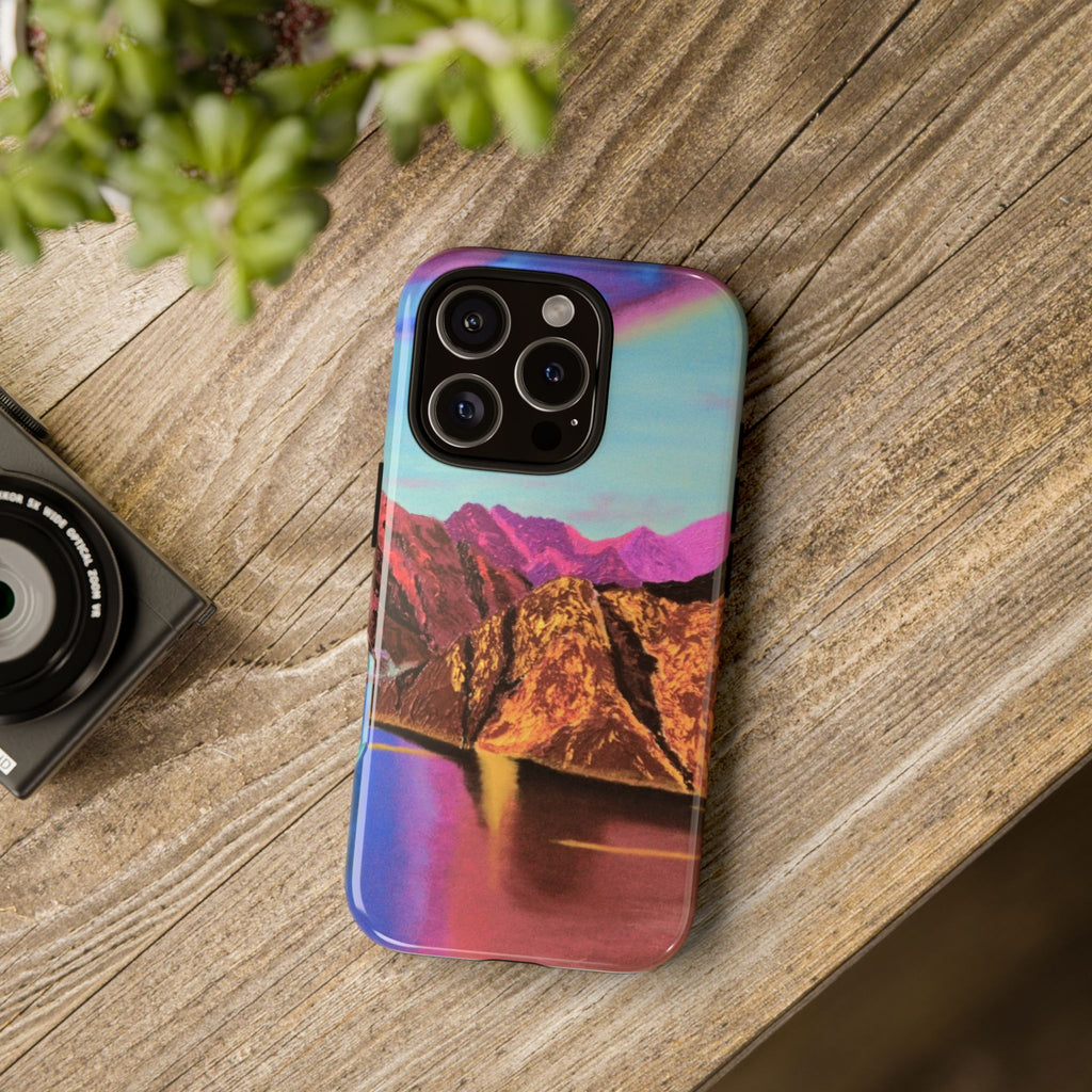 Protective Phone Case — Vibrant Retro Mountain Landscape