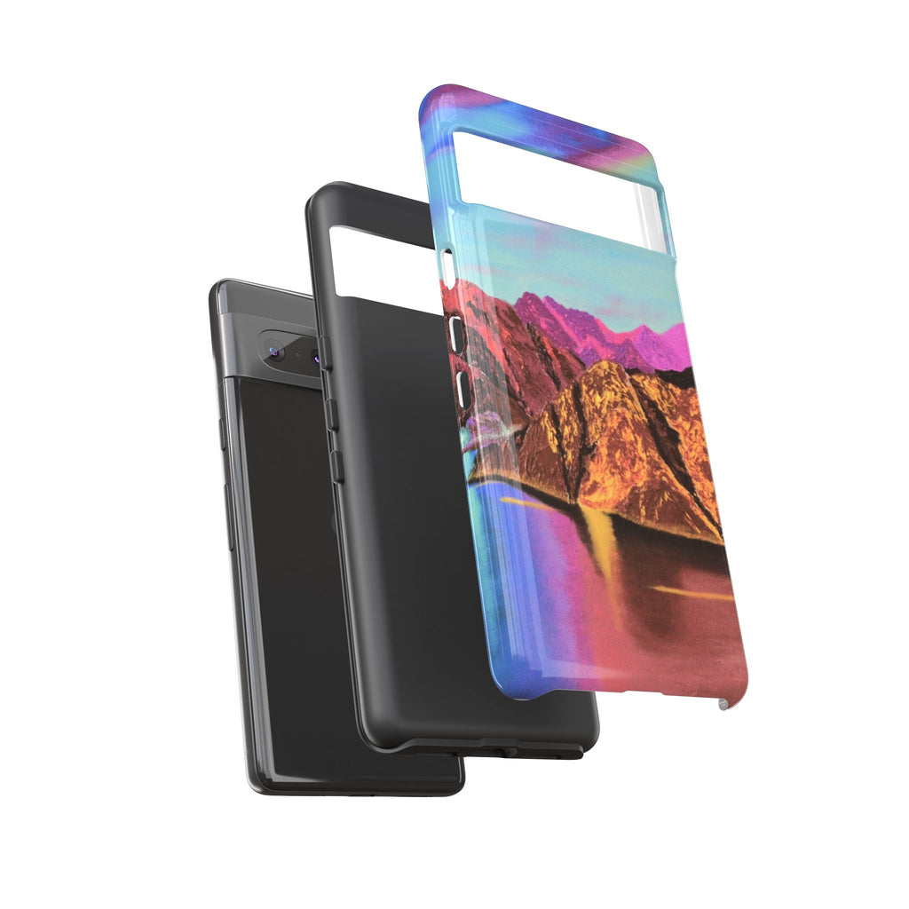 Protective Phone Case — Vibrant Retro Mountain Landscape