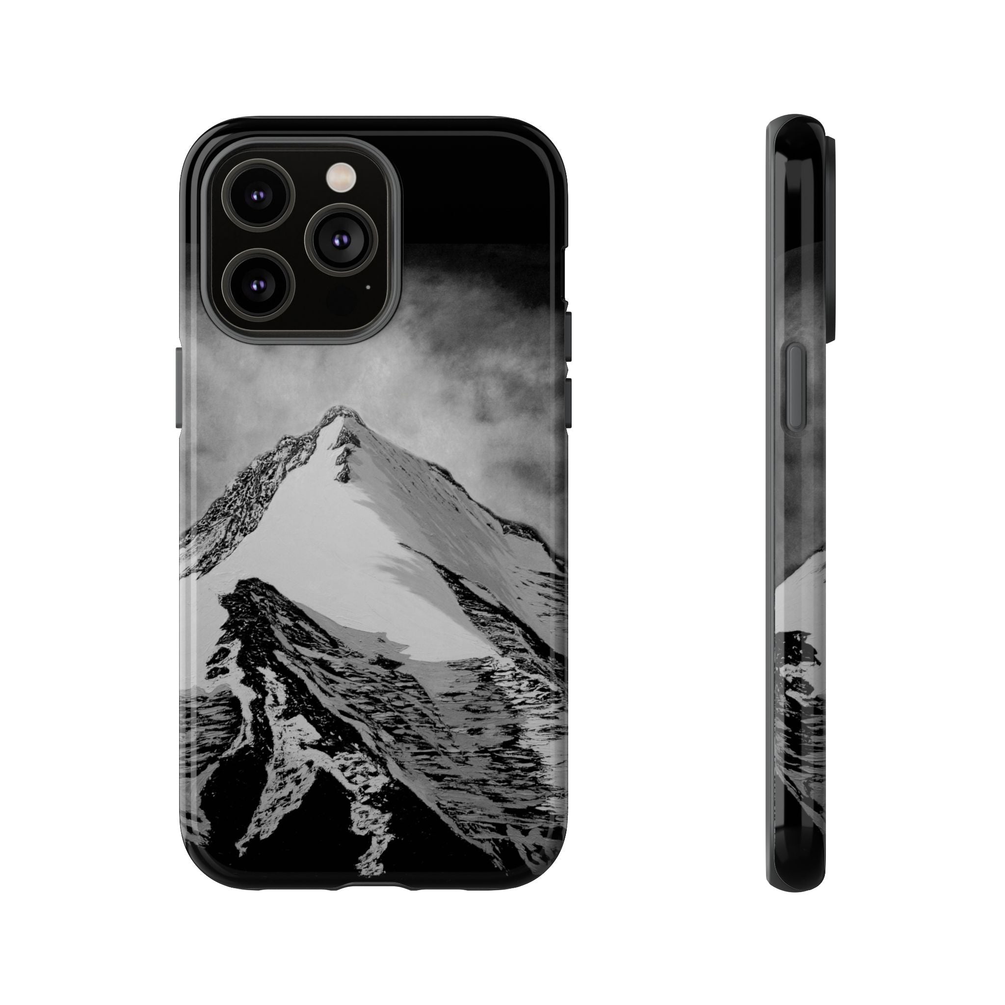 Mountain Peak Phone Case — Black & White Alpine Protective Case