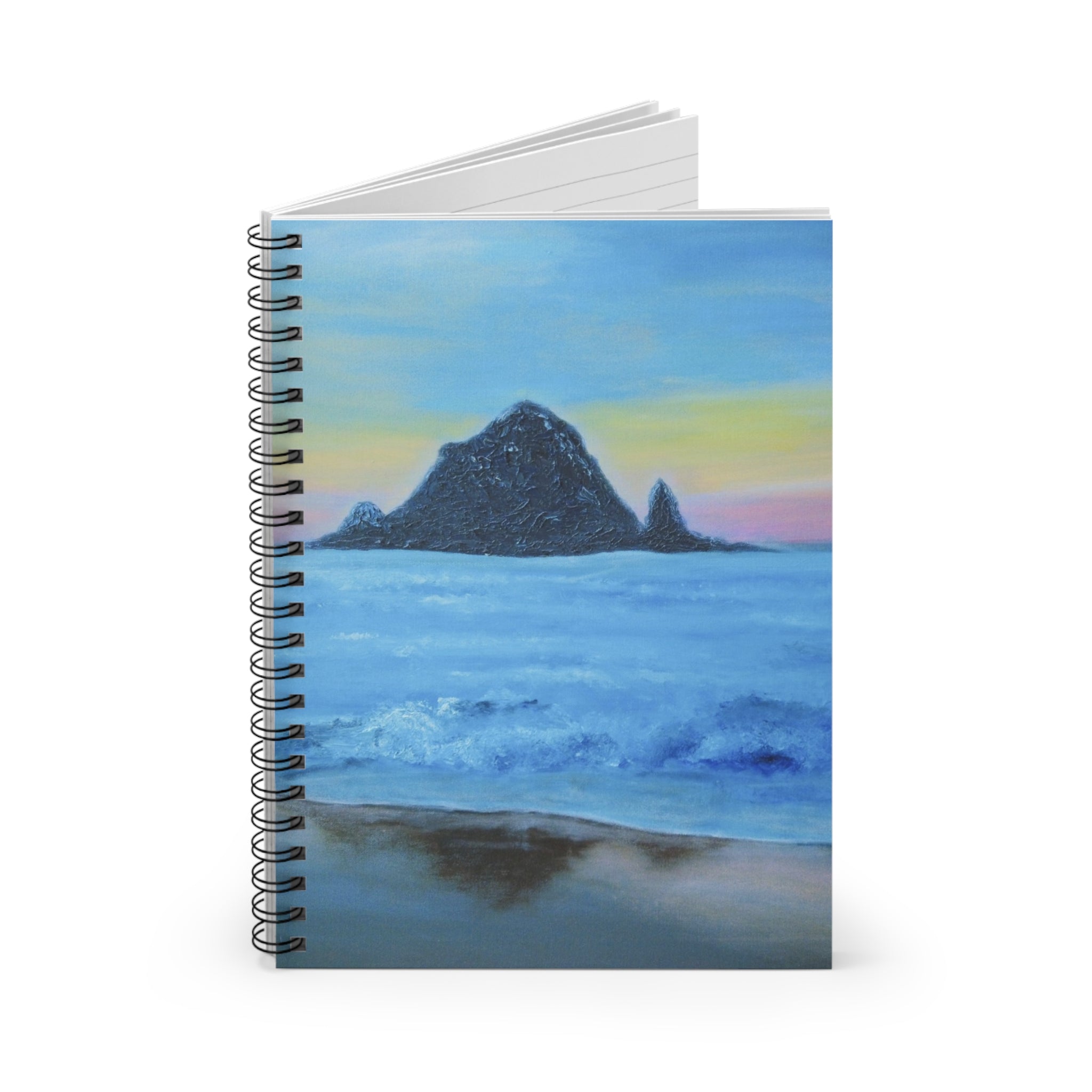 Ocean Sunset Spiral Notebook — Beach Landscape Ruled Journal